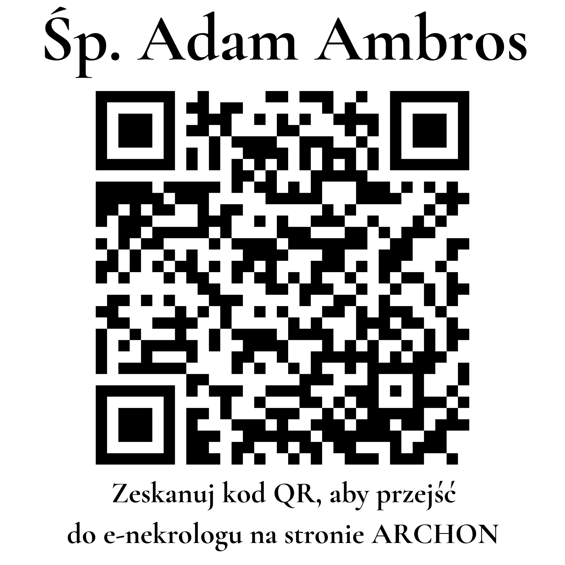 Kod QR do nekrologu Adam Ambros