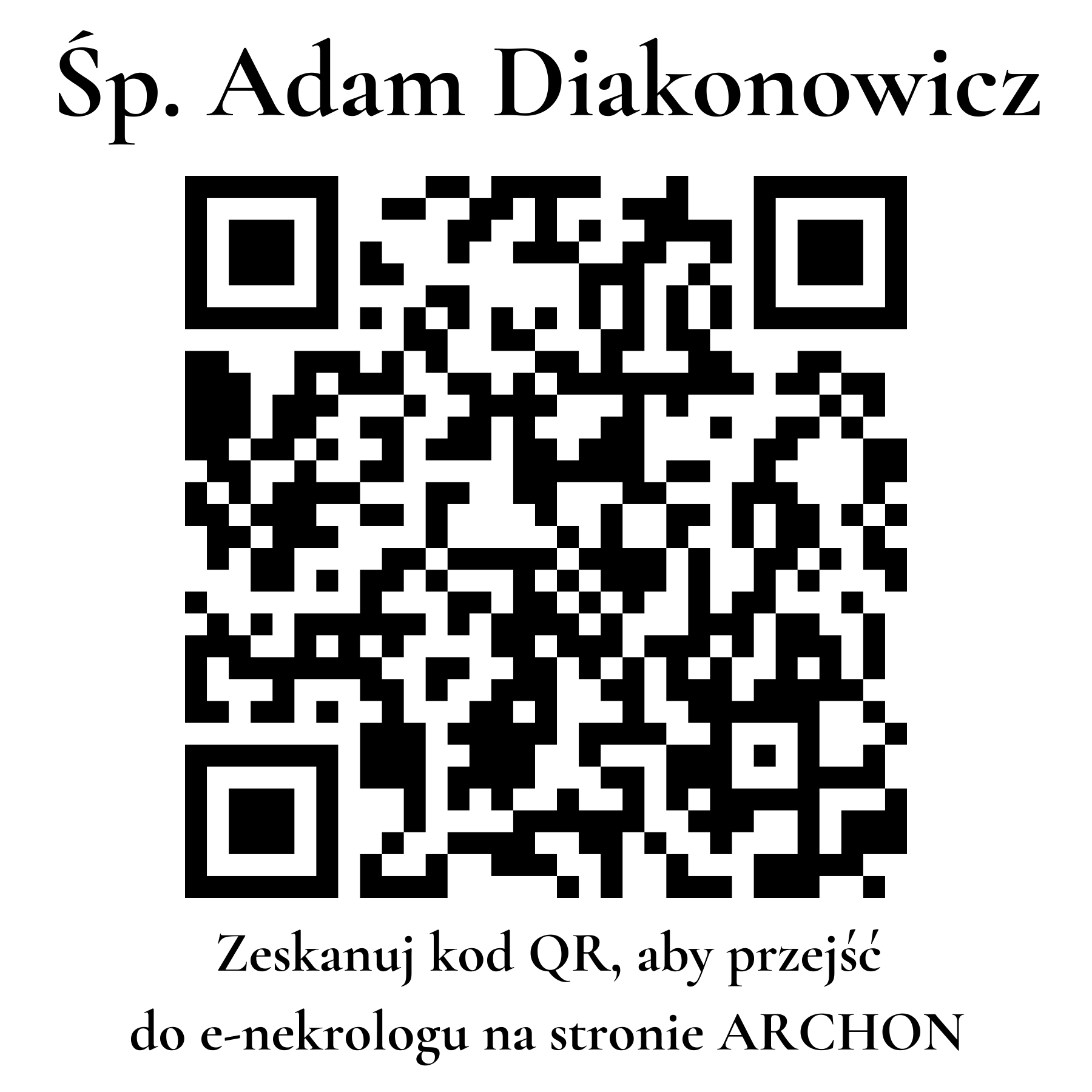 Kod QR do nekrologu Adam Diakonowicz