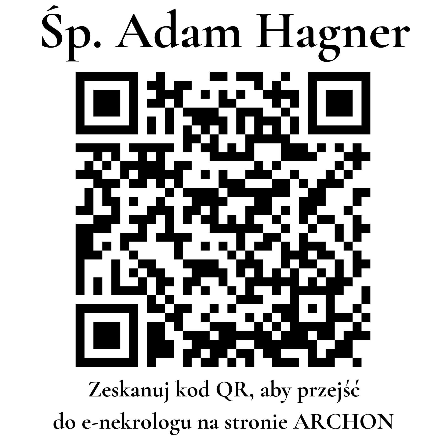 Kod QR do nekrologu Adam Hagner