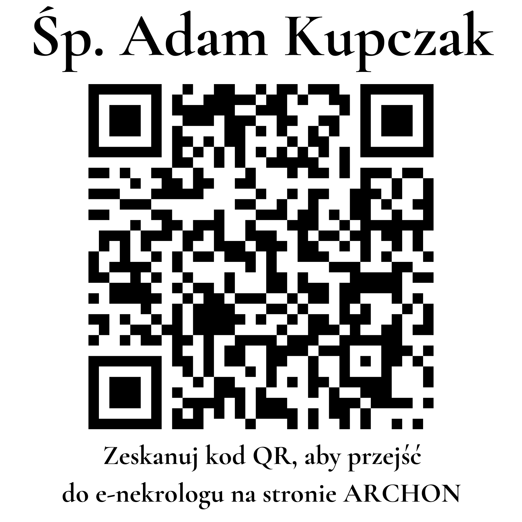 Kod QR do nekrologu Adam Kupczak