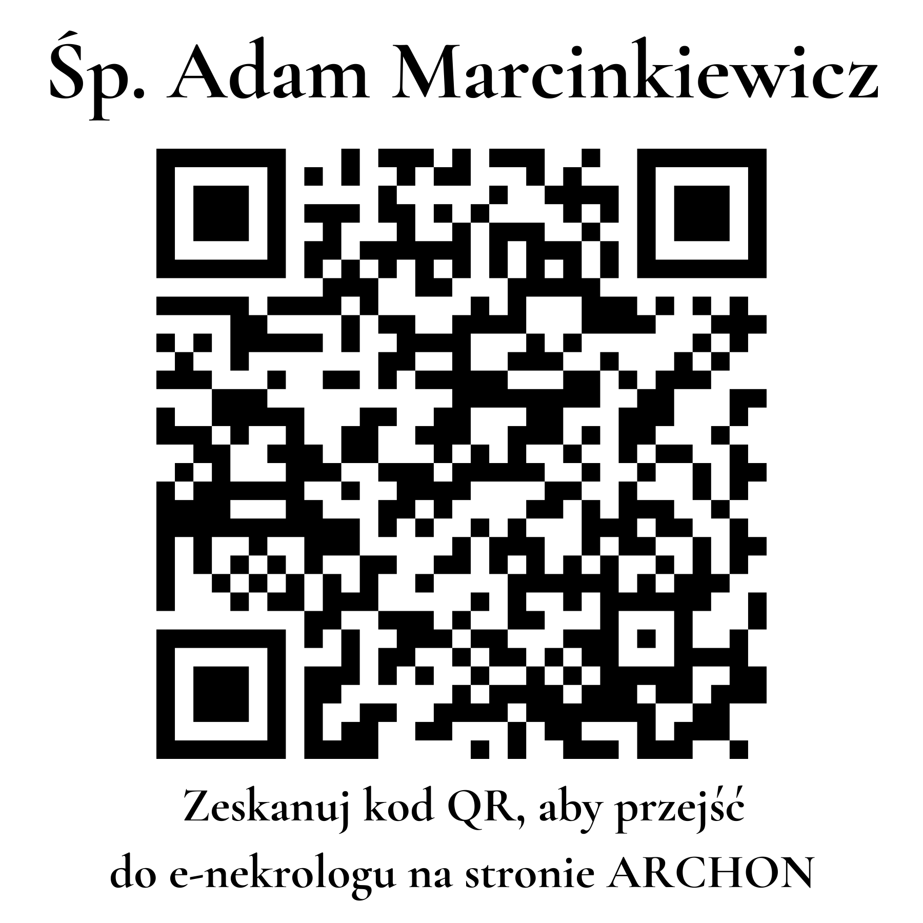 Kod QR do nekrologu Adam Marcinkiewicz