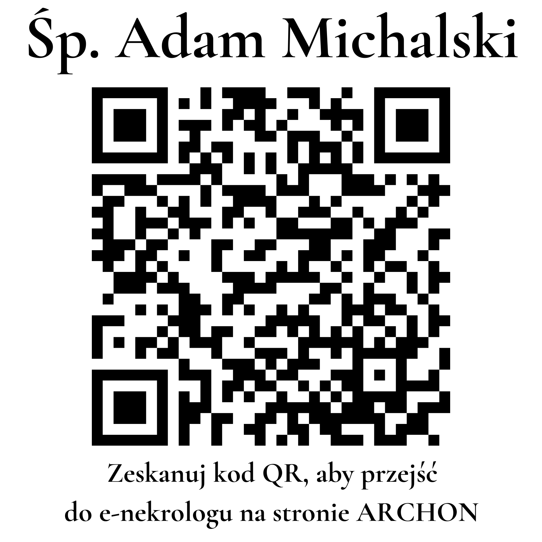 Kod QR do nekrologu Adam Michalski Kod QR do nekrologu Adam Michalski