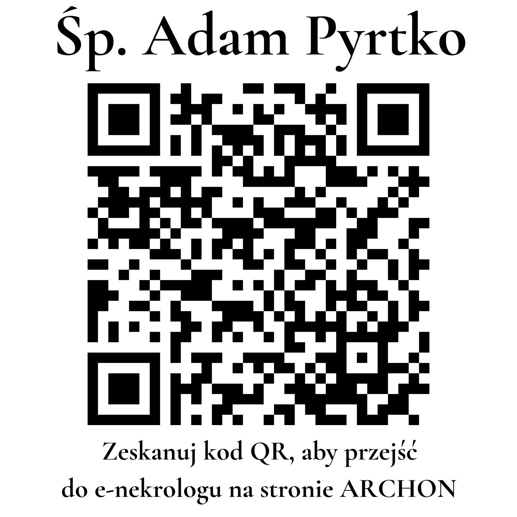 Kod QR do nekrologu Adam Pyrtko Kod QR do nekrologu Adam Pyrtko
