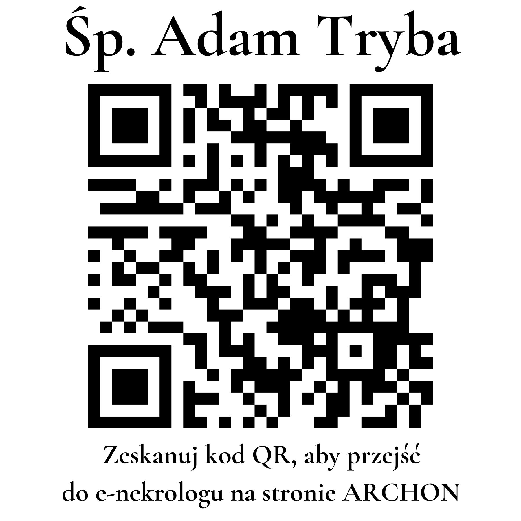 Kod QR do nekrologu Adam Tryba
