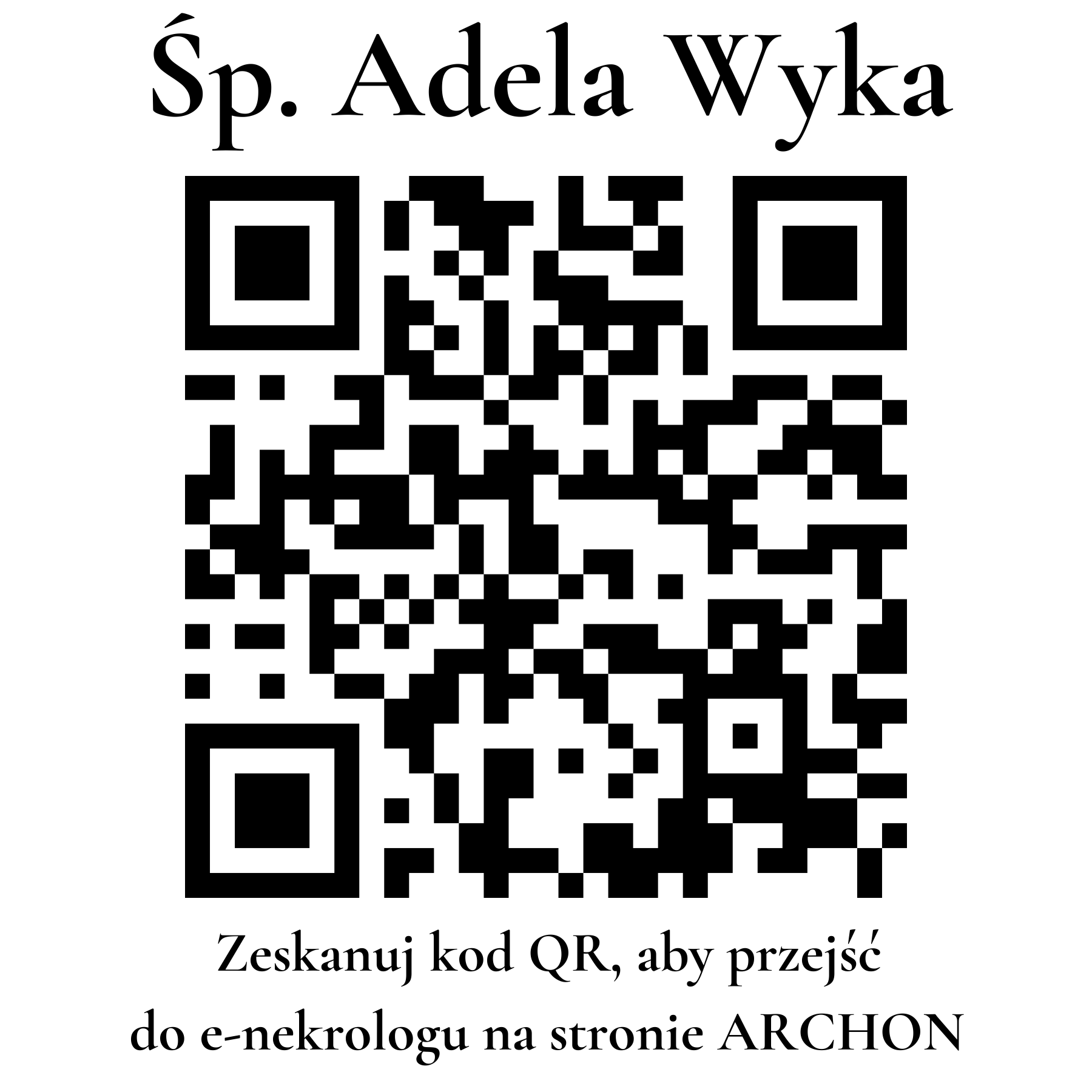Kod QR do nekrologu Adela Wyka Kod QR do nekrologu Adela Wyka