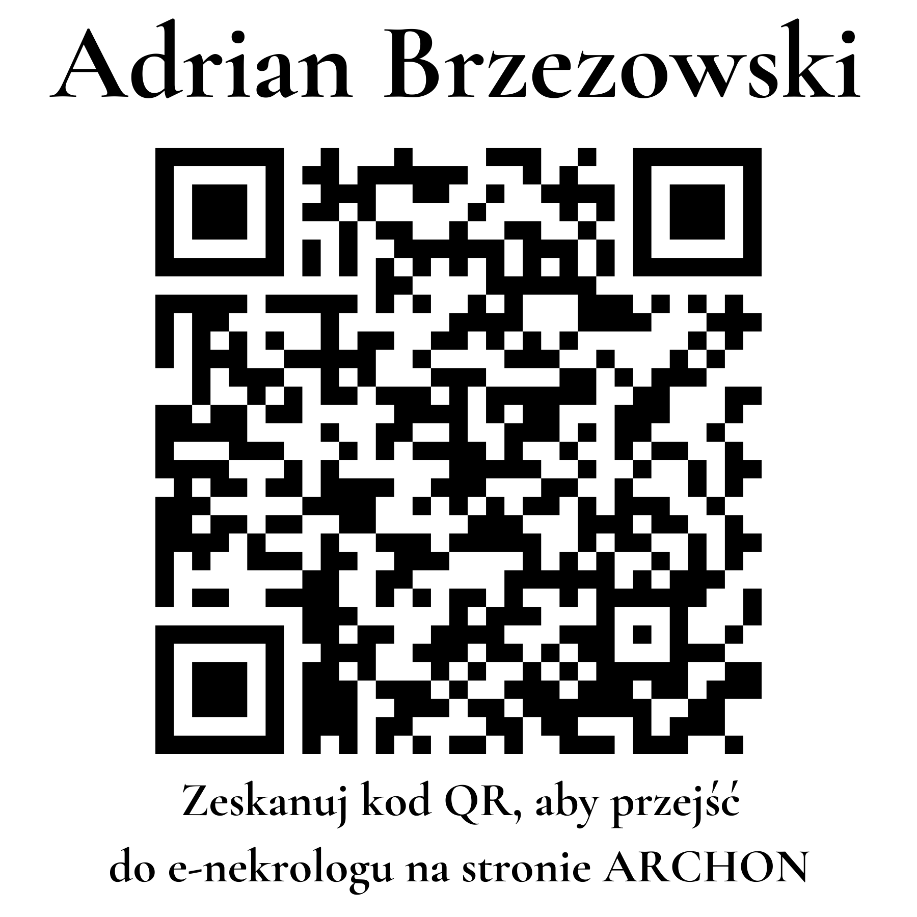Kod QR do nekrologu Adrian Brzezowski Kod QR do nekrologu Adrian Brzezowski