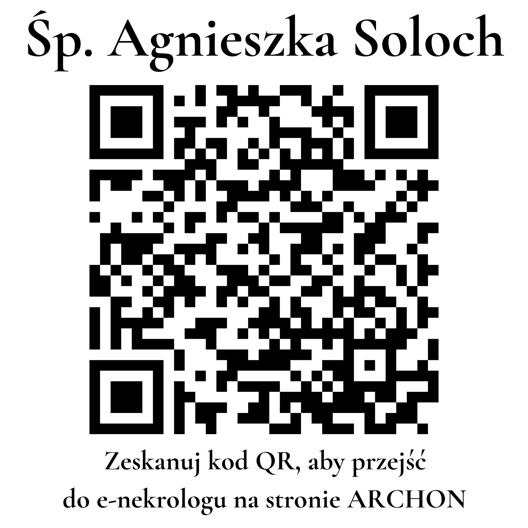 Kod QR do nekrologu Agnieszka Soloch