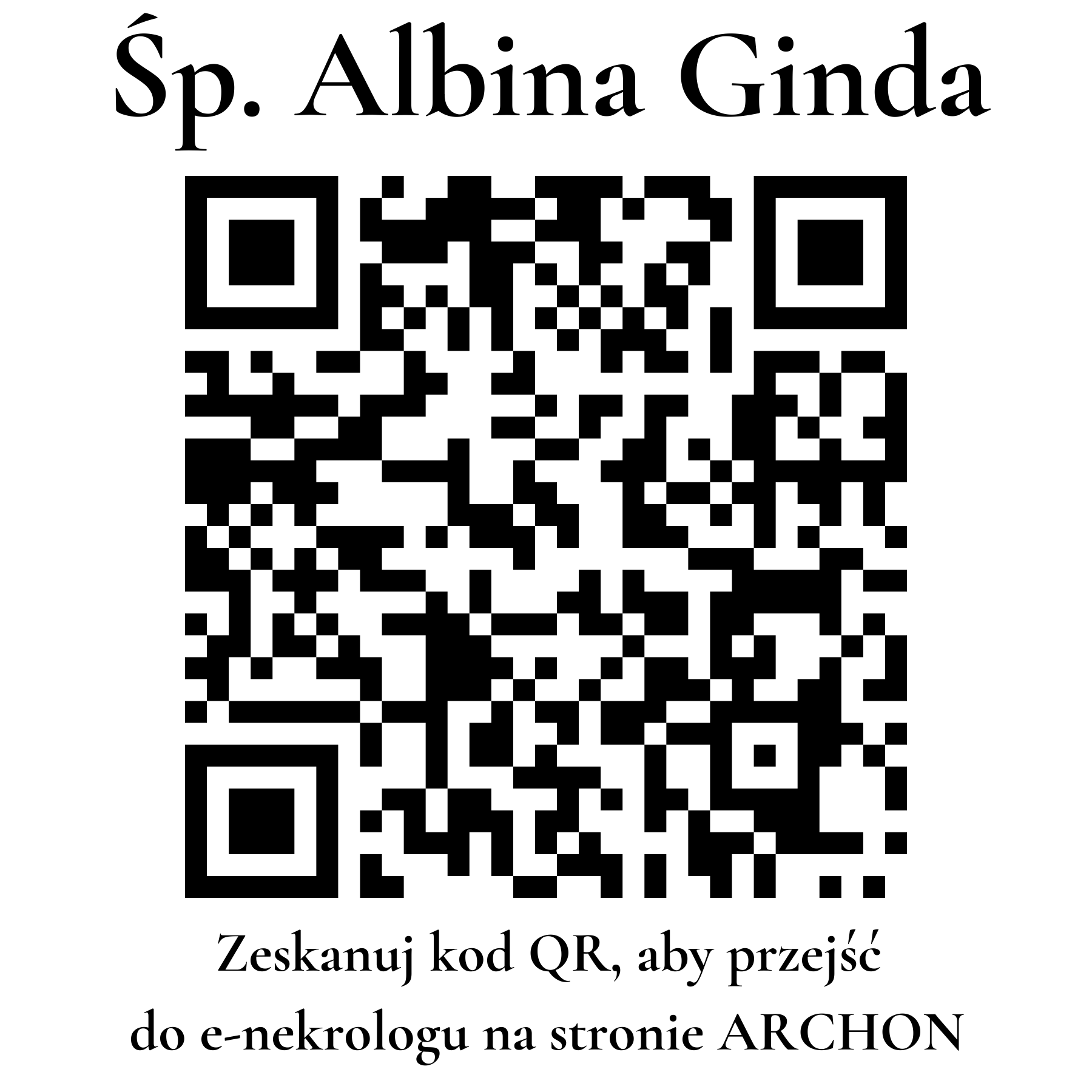Kod QR do nekrologu Albina Ginda