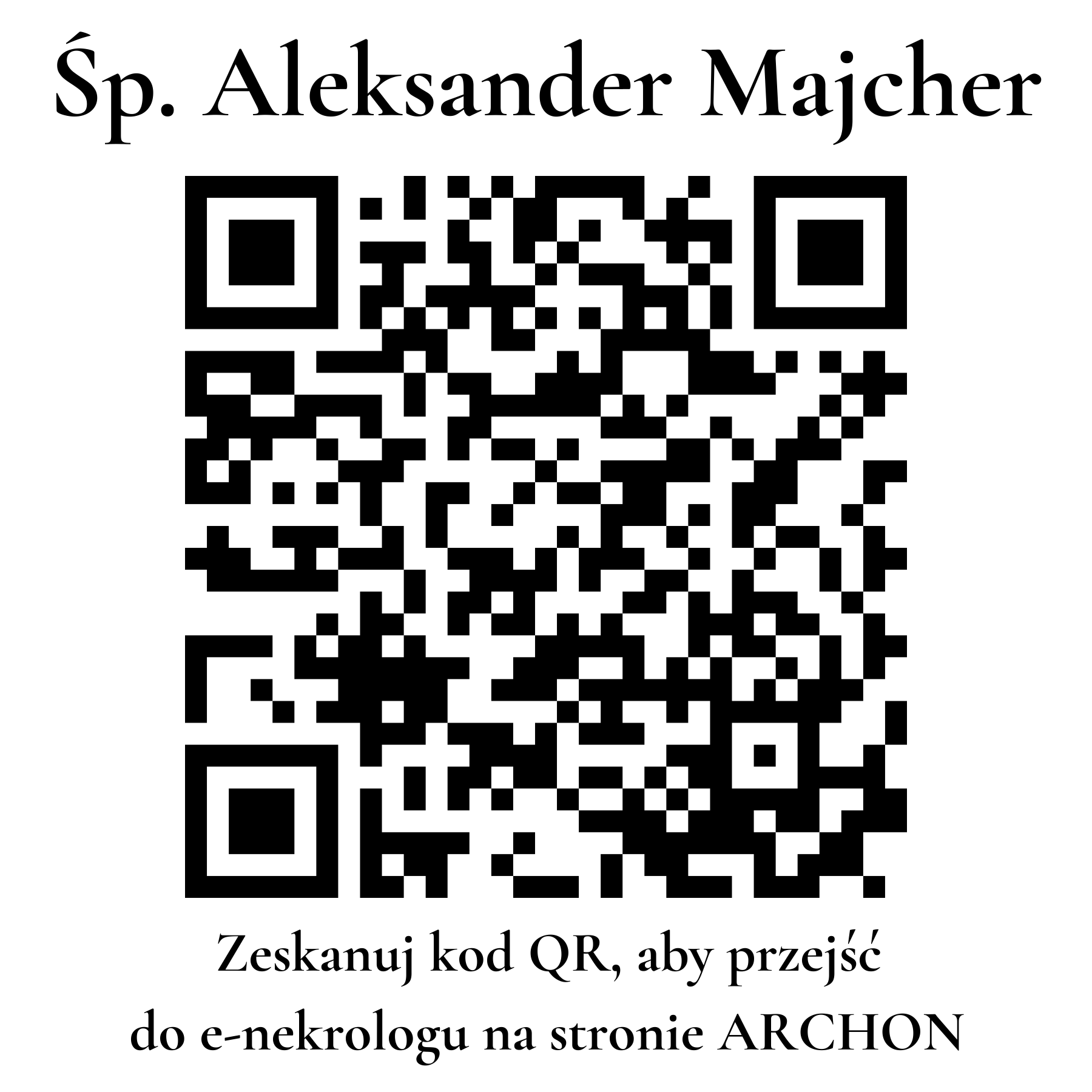 Kod QR do nekrologu Aleksander Majcher