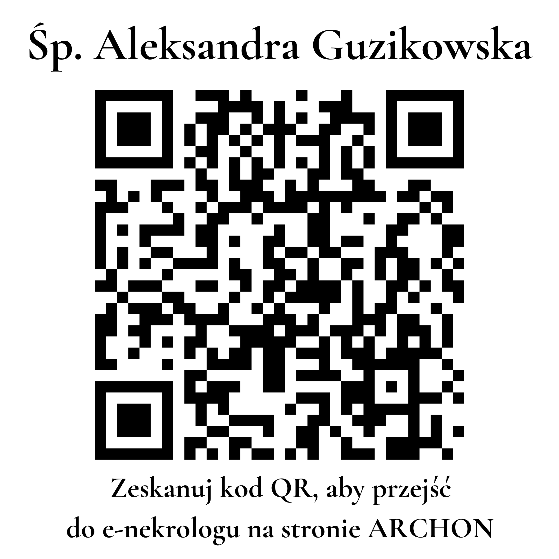 Kod QR do nekrologu Aleksandra Guzikowska
