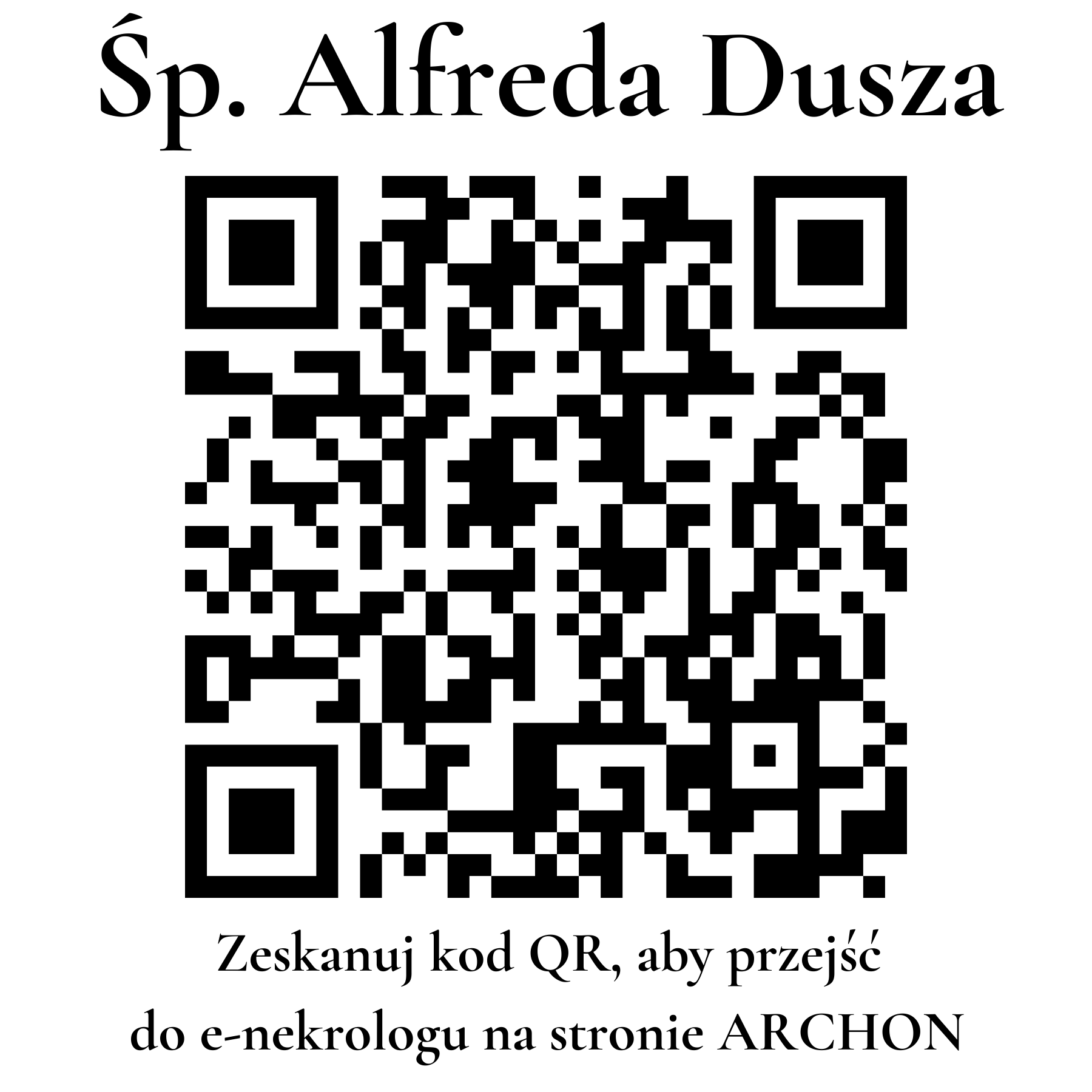 Kod QR do nekrologu Alfreda Dusza Kod QR do nekrologu Alfreda Dusza