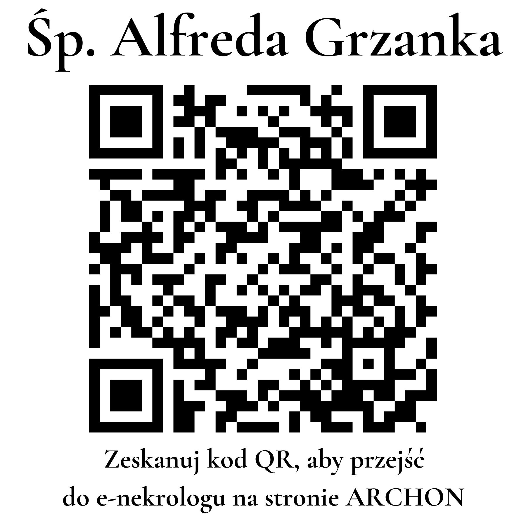 Kod QR do nekrologu Alfreda Grzanka