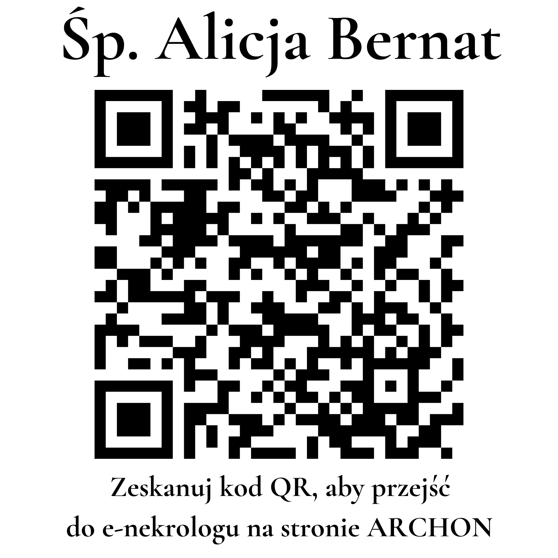 Kod QR do nekrologu Alicja Bernat