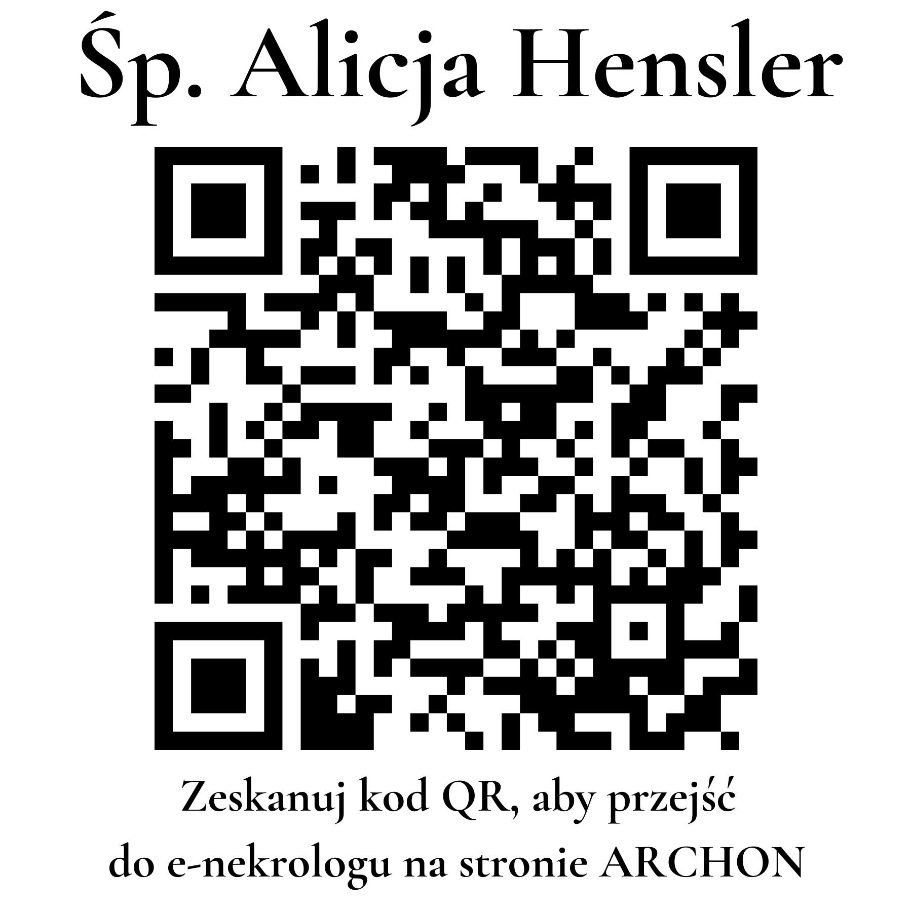Kod QR do nekrologu Alicja Hensler