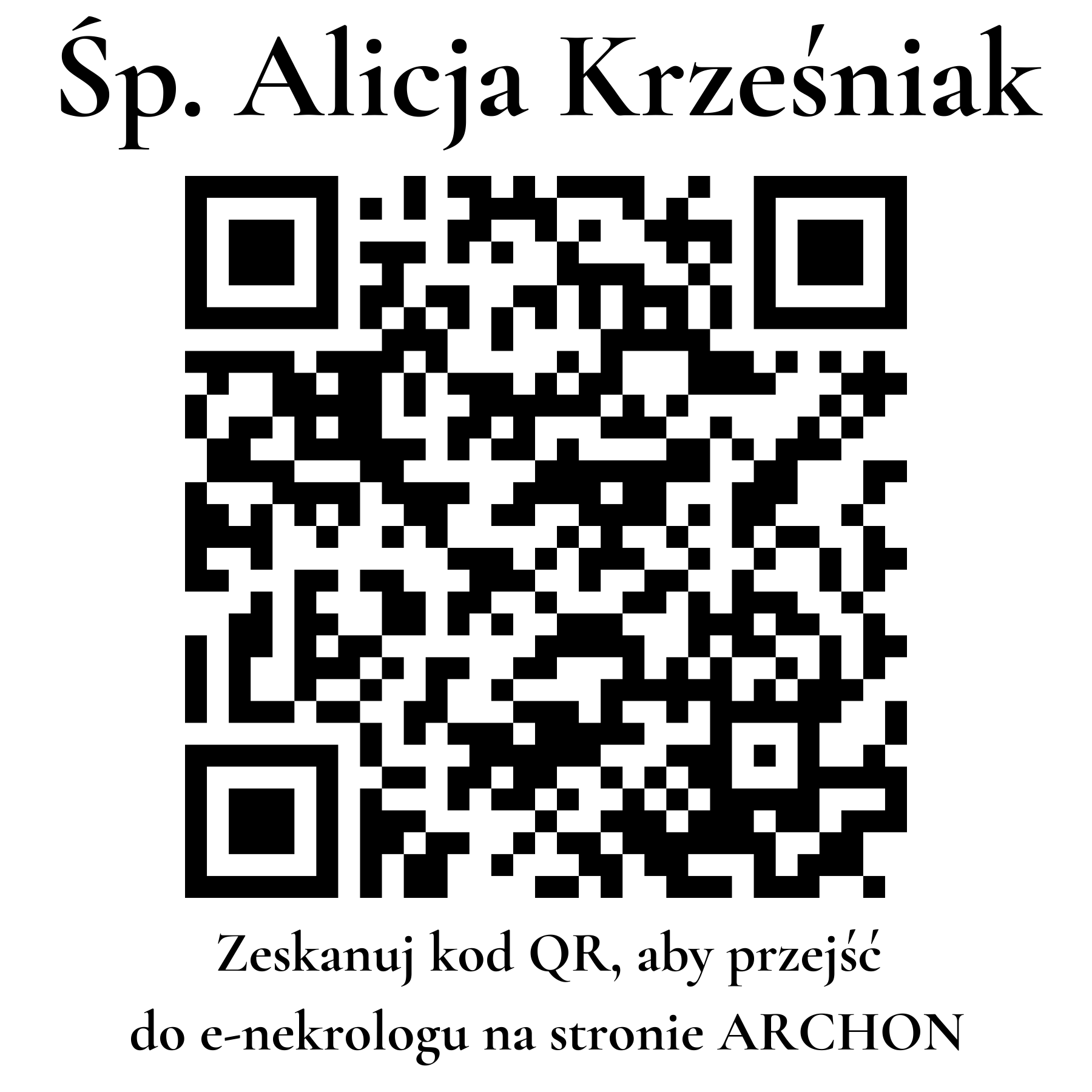 Kod QR do nekrologu Alicja Krześniak