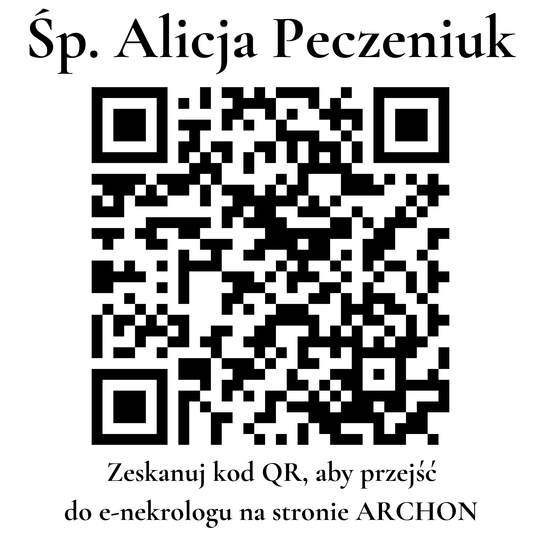 Kod QR do nekrologu Alicja Peczeniuk