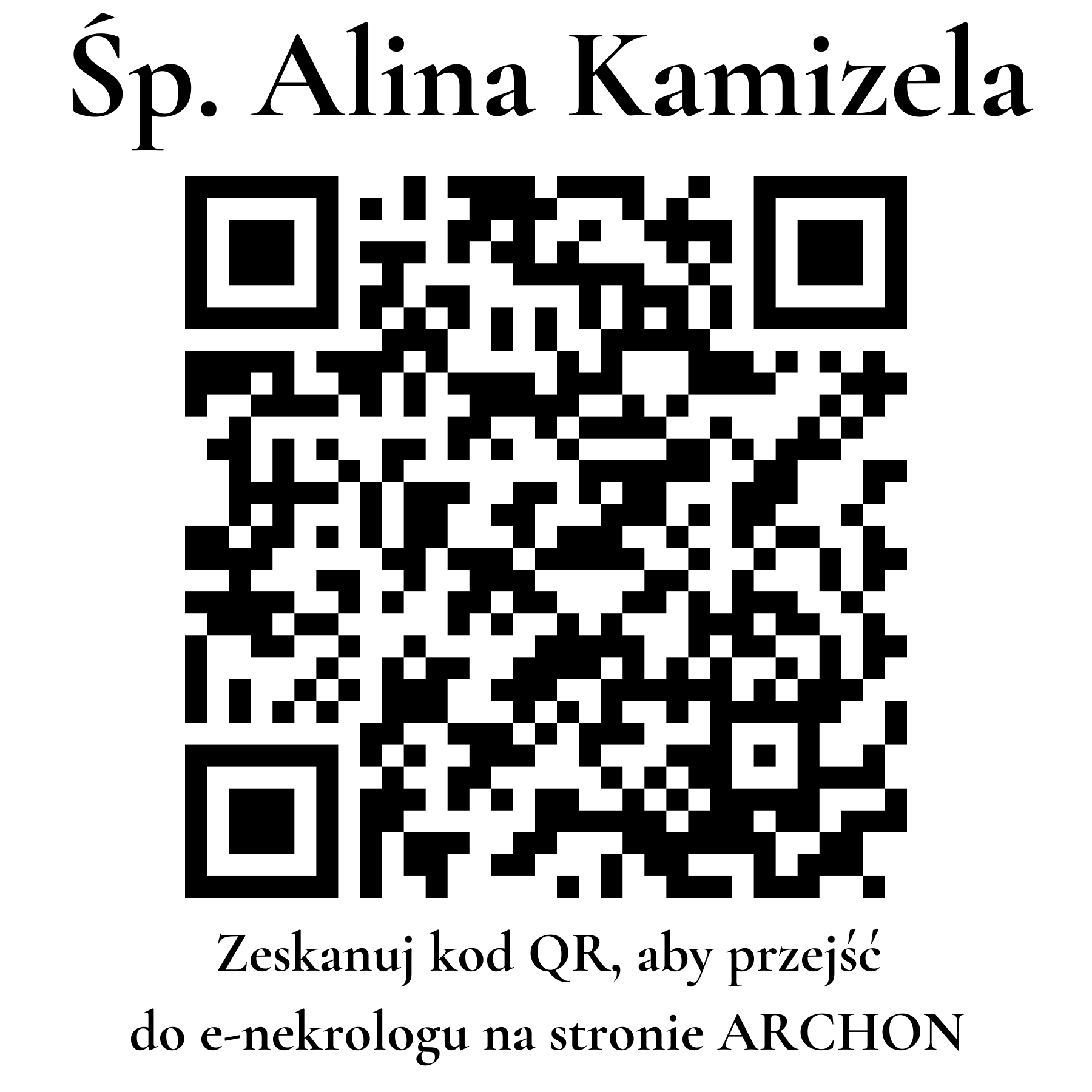 Kod QR do nekrologu Alina Kamizela