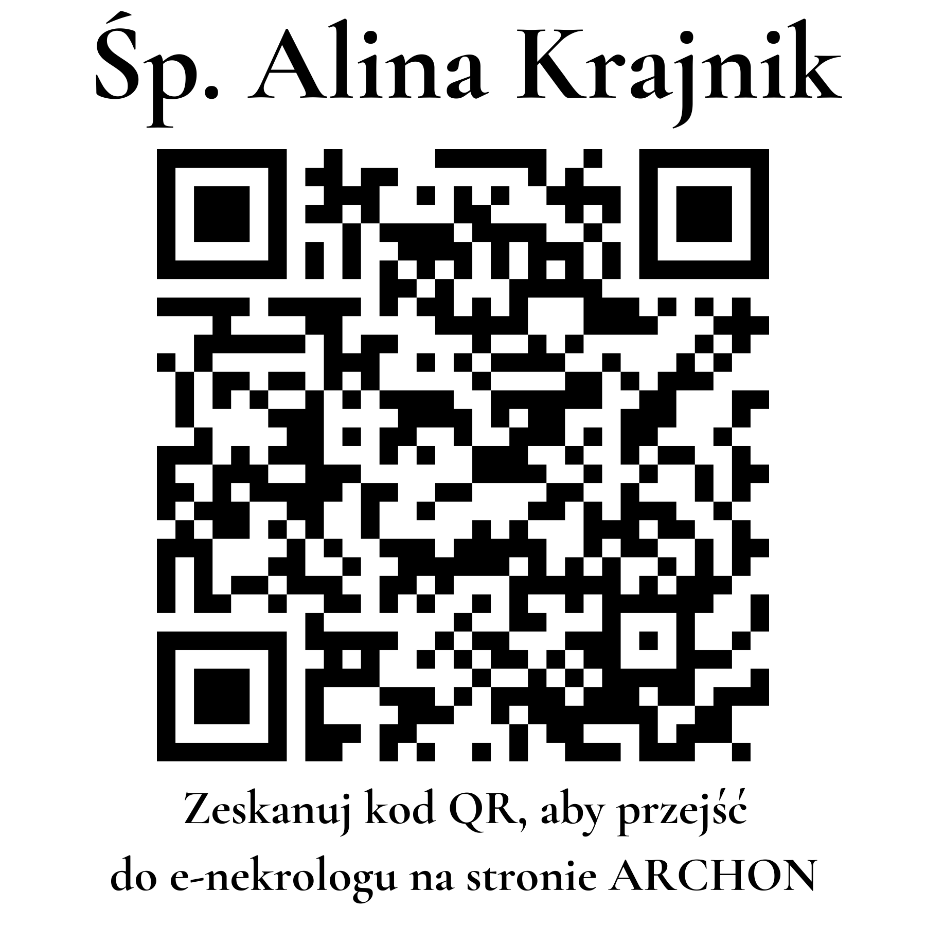 Kod QR do nekrologu Alina Krajnik