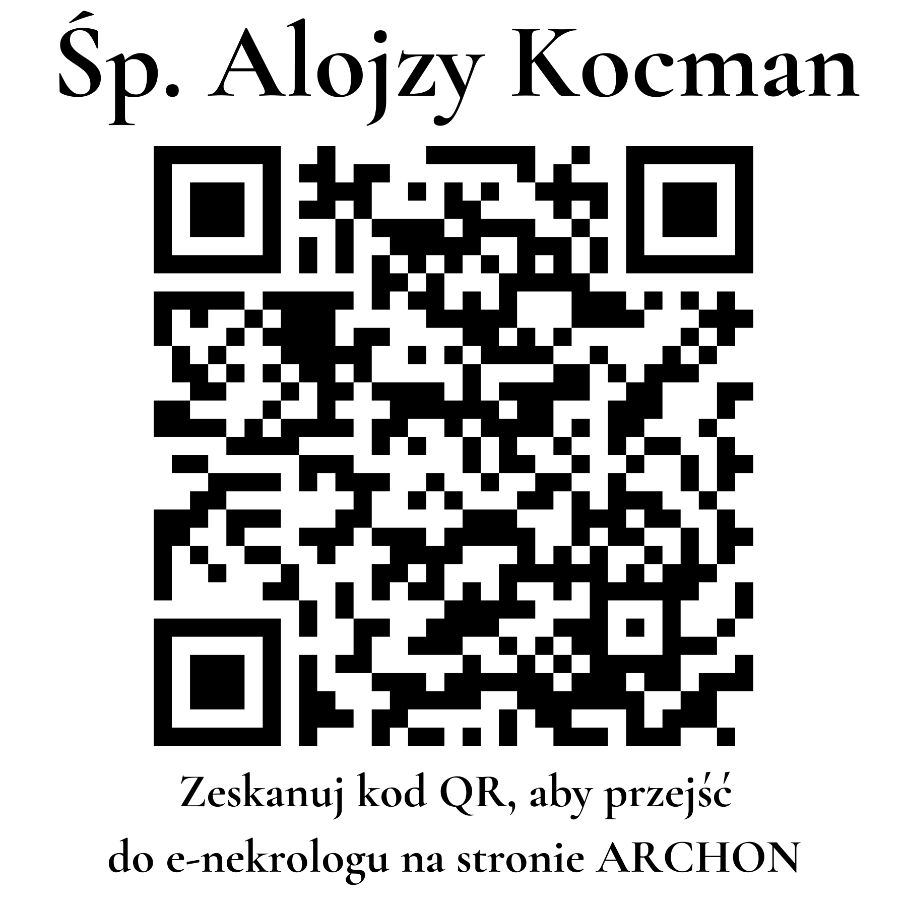 Kod QR do nekrologu Alojzy Kocman Kod QR do nekrologu Alojzy Kocman