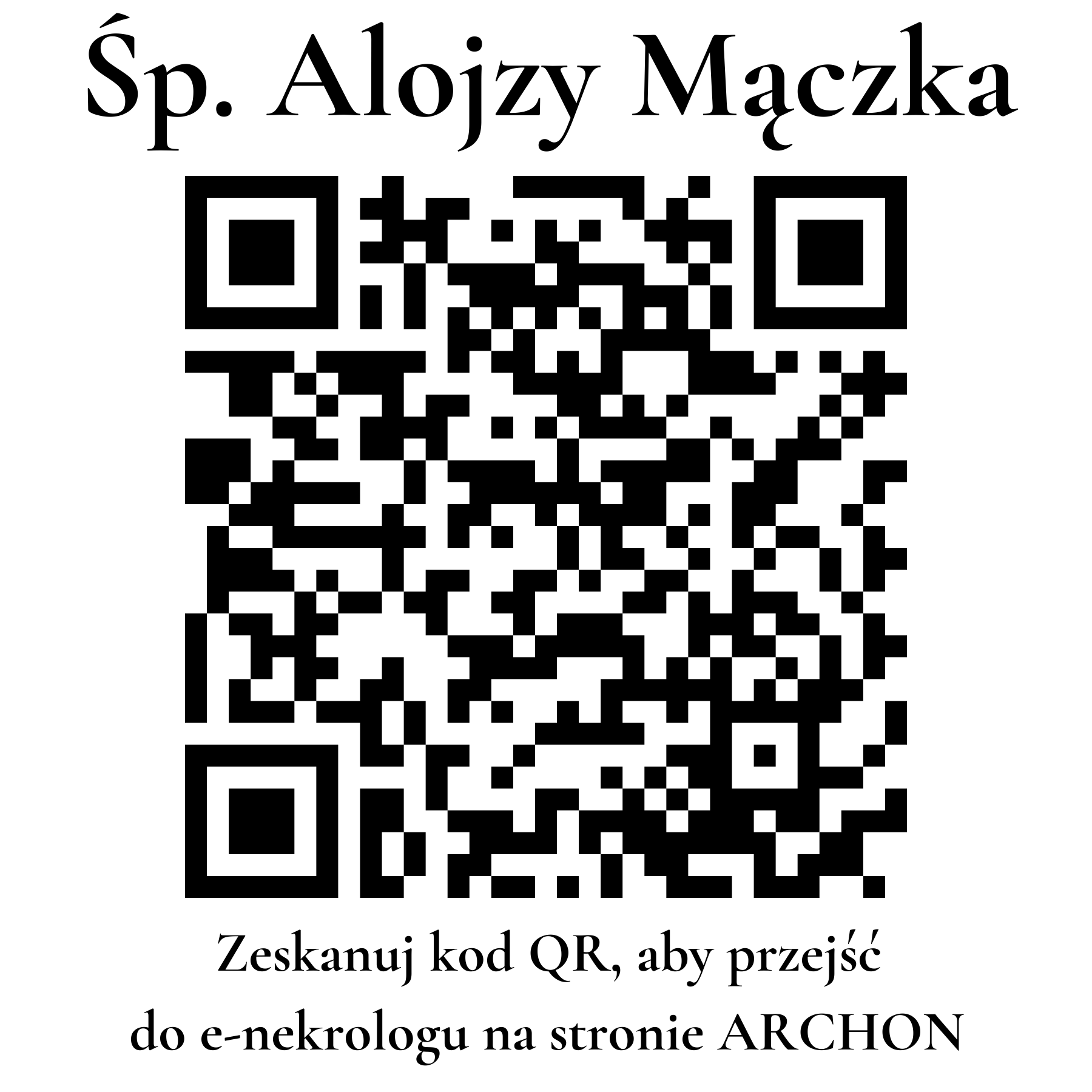 Kod QR do nekrologu Alojzy Mączka Kod QR do nekrologu Alojzy Mączka