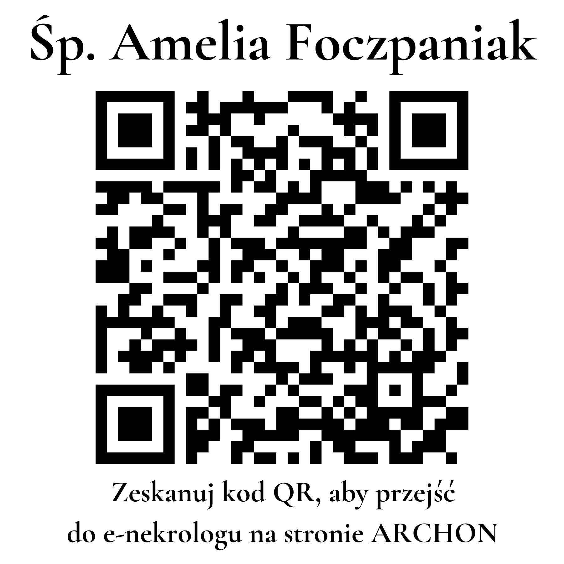 Kod QR do nekrologu Amelia Foczpaniak