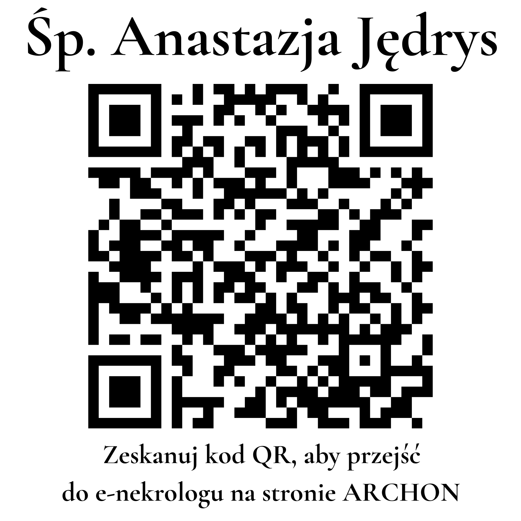 Kod QR do nekrologu Anastazja Jędrys Kod QR do nekrologu Anastazja Jędrys
