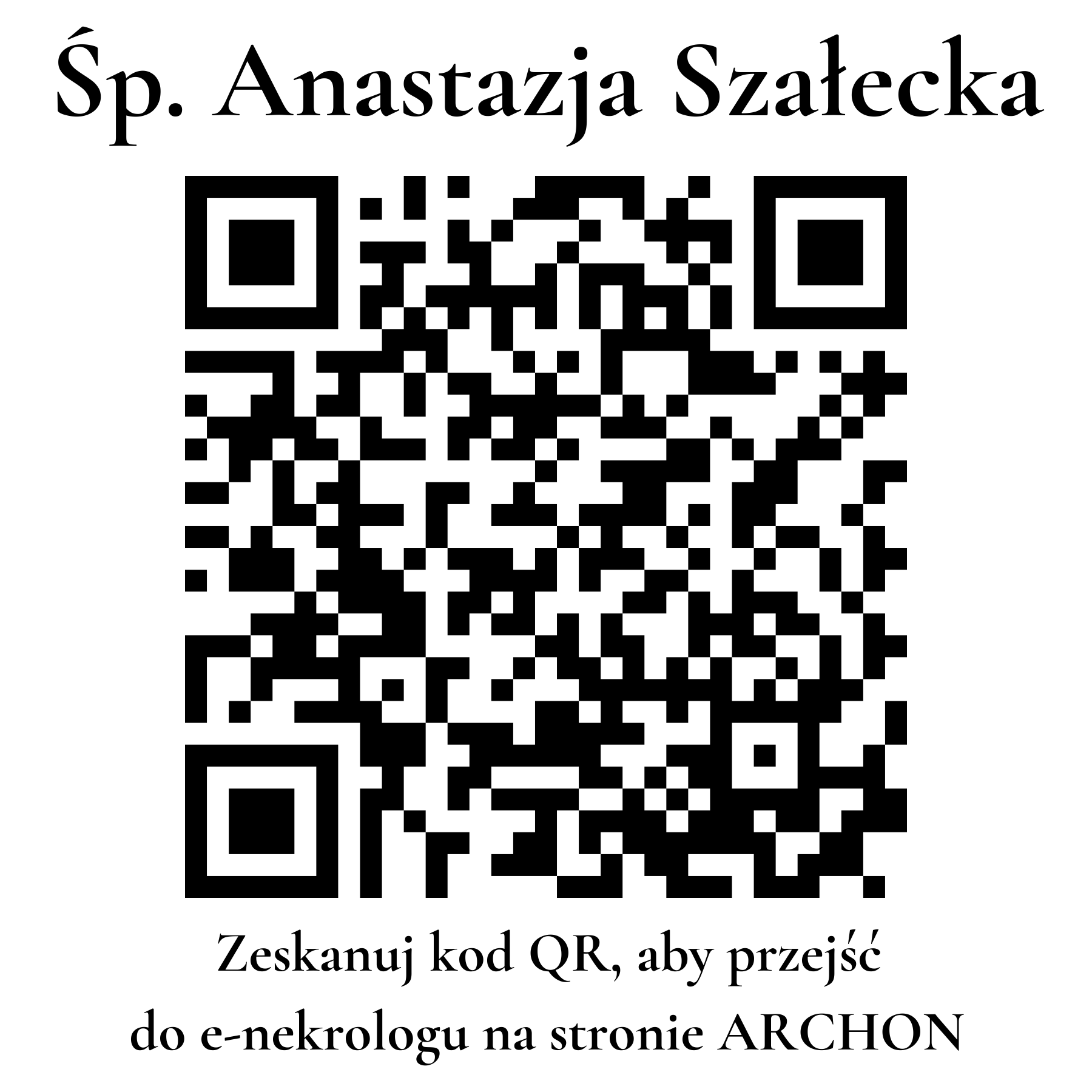 Kod QR do nekrologu Anastazja Szałecka