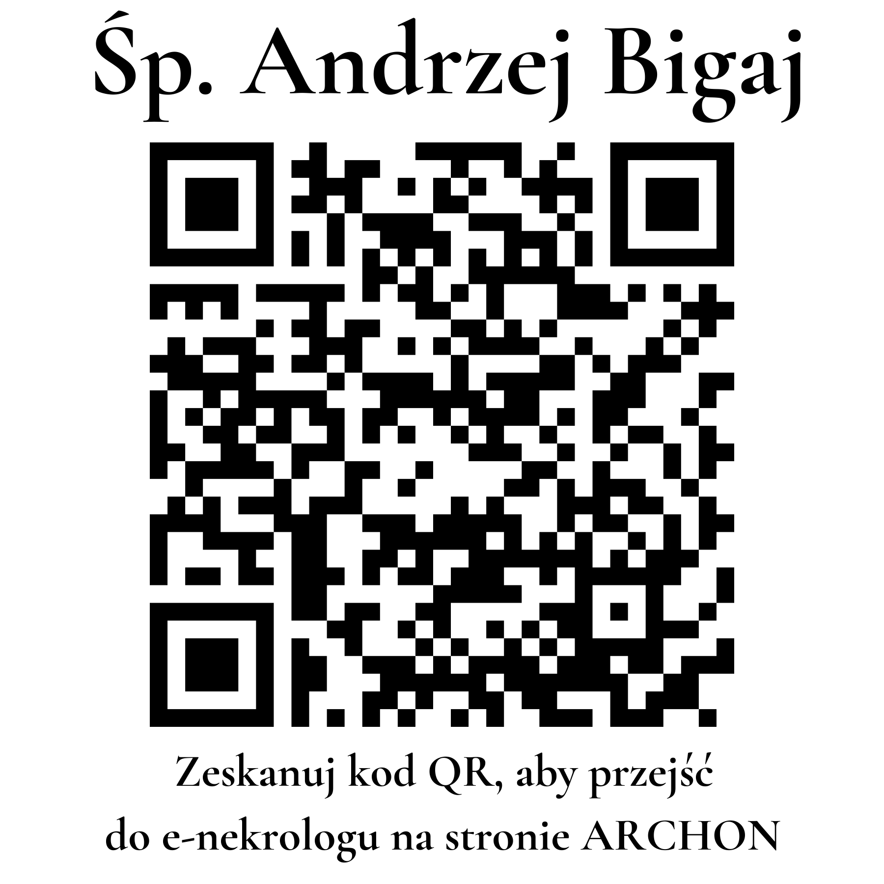 Kod QR do nekrologu Andrzej Bigaj