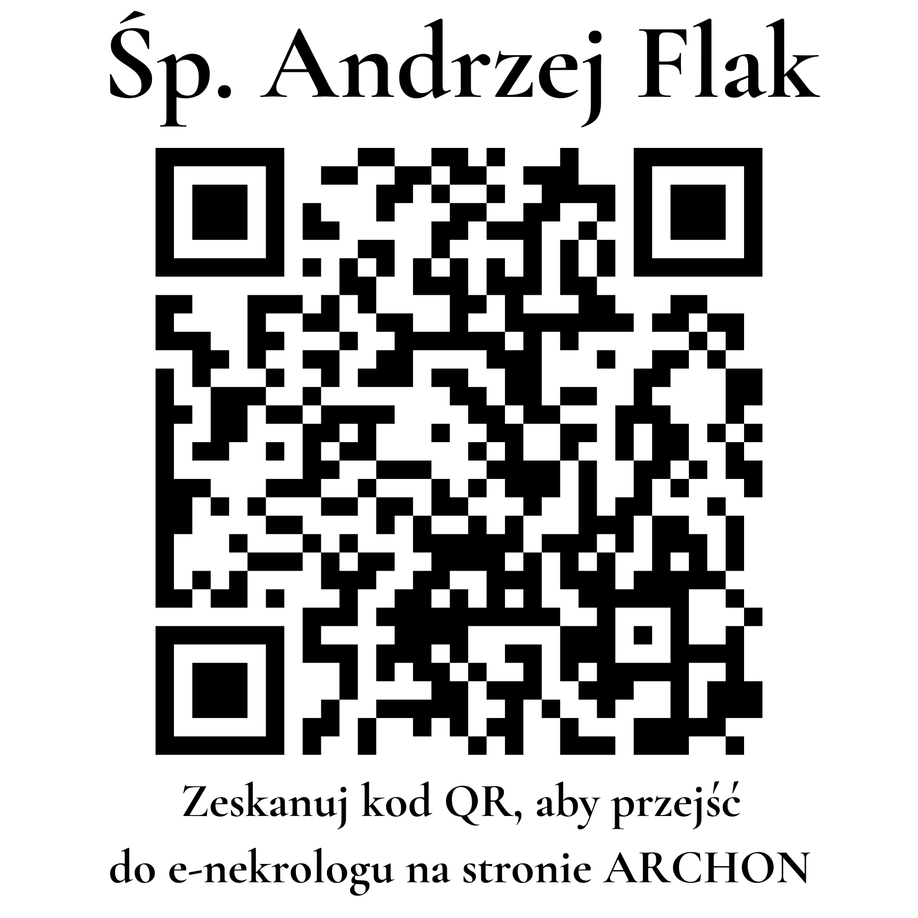 Kod QR do nekrologu Andrzej Flak Kod QR do nekrologu Andrzej Flak