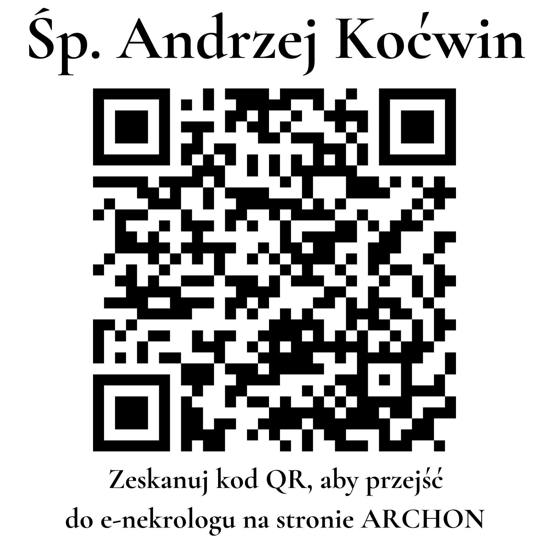 Kod QR do nekrologu Andrzej Koćwin Kod QR do nekrologu Andrzej Koćwin