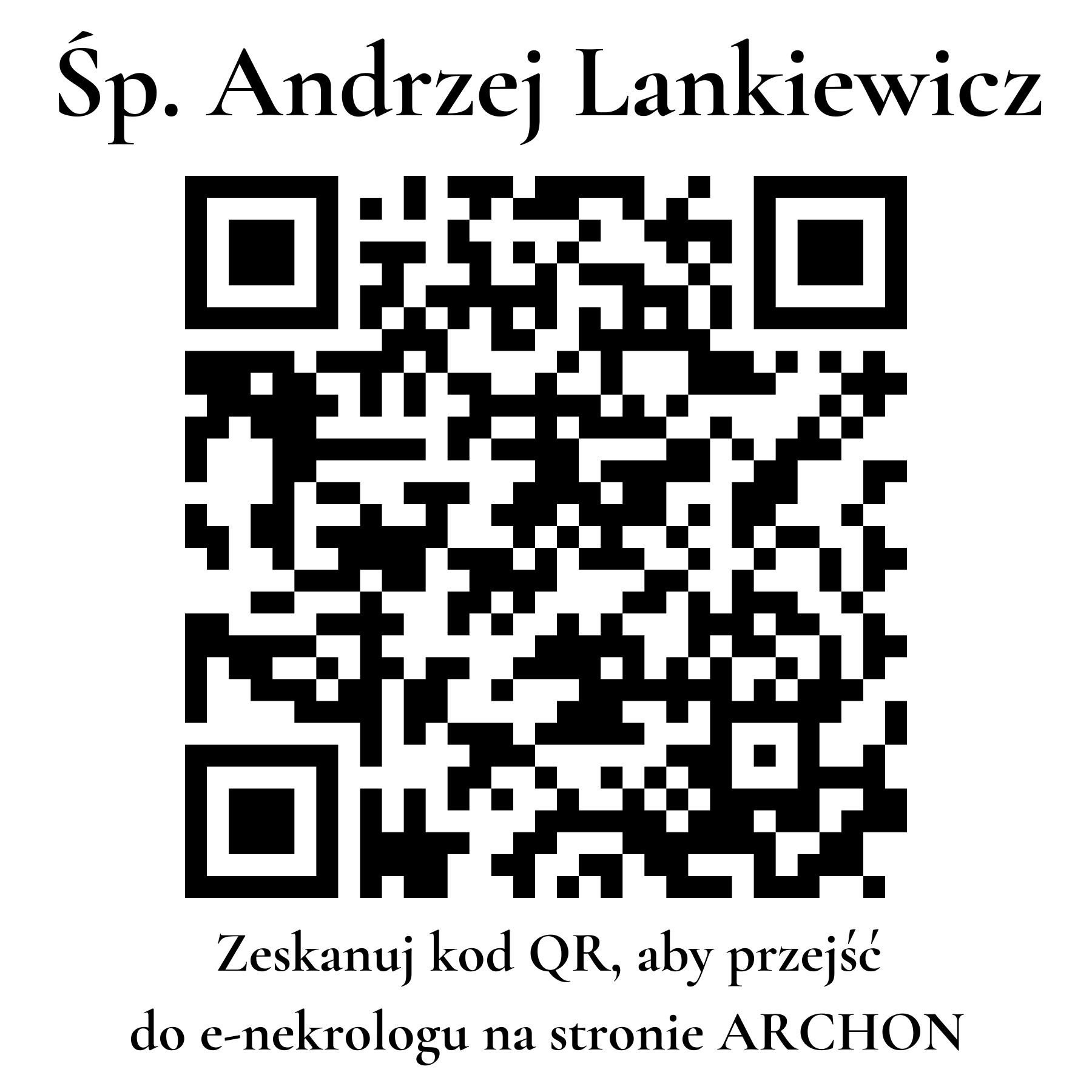 Kod QR do nekrologu Andrzej Lankiewicz Kod QR do nekrologu Andrzej Lankiewicz