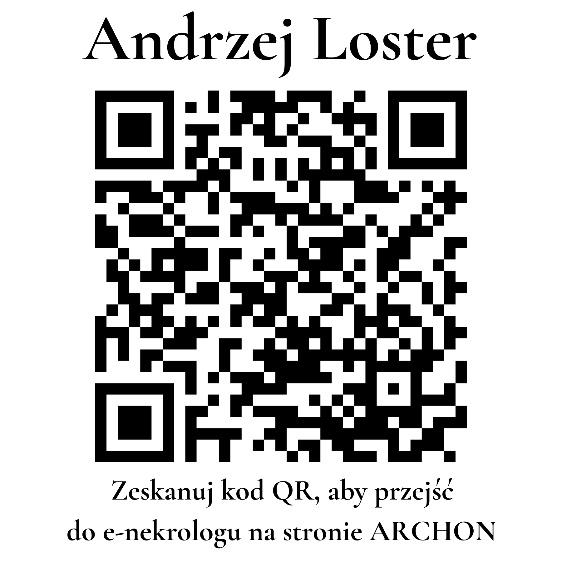 Kod QR do nekrologu Andrzej Loster Kod QR do nekrologu Andrzej Loster