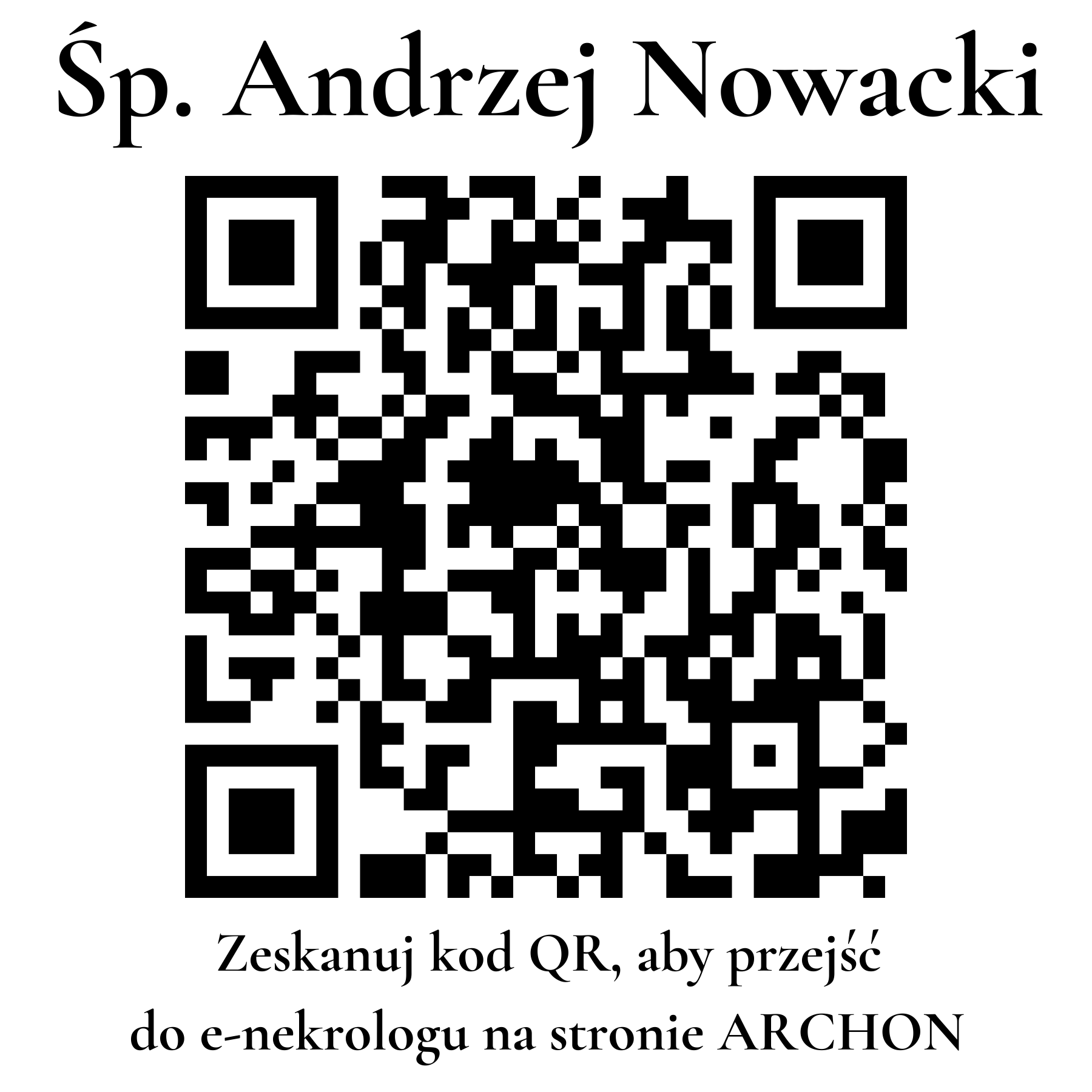 Kod QR do nekrologu Andrzej Nowacki Kod QR do nekrologu Andrzej Nowacki