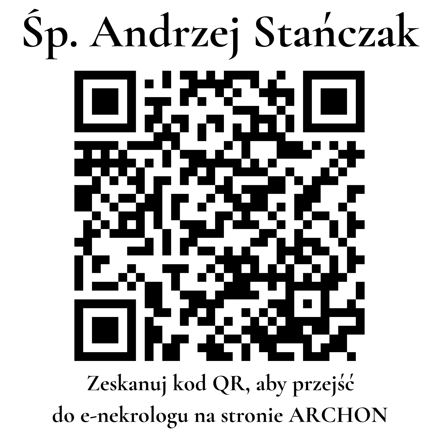 Kod QR do nekrologu Andrzej Stańczak Kod QR do nekrologu Andrzej Stańczak