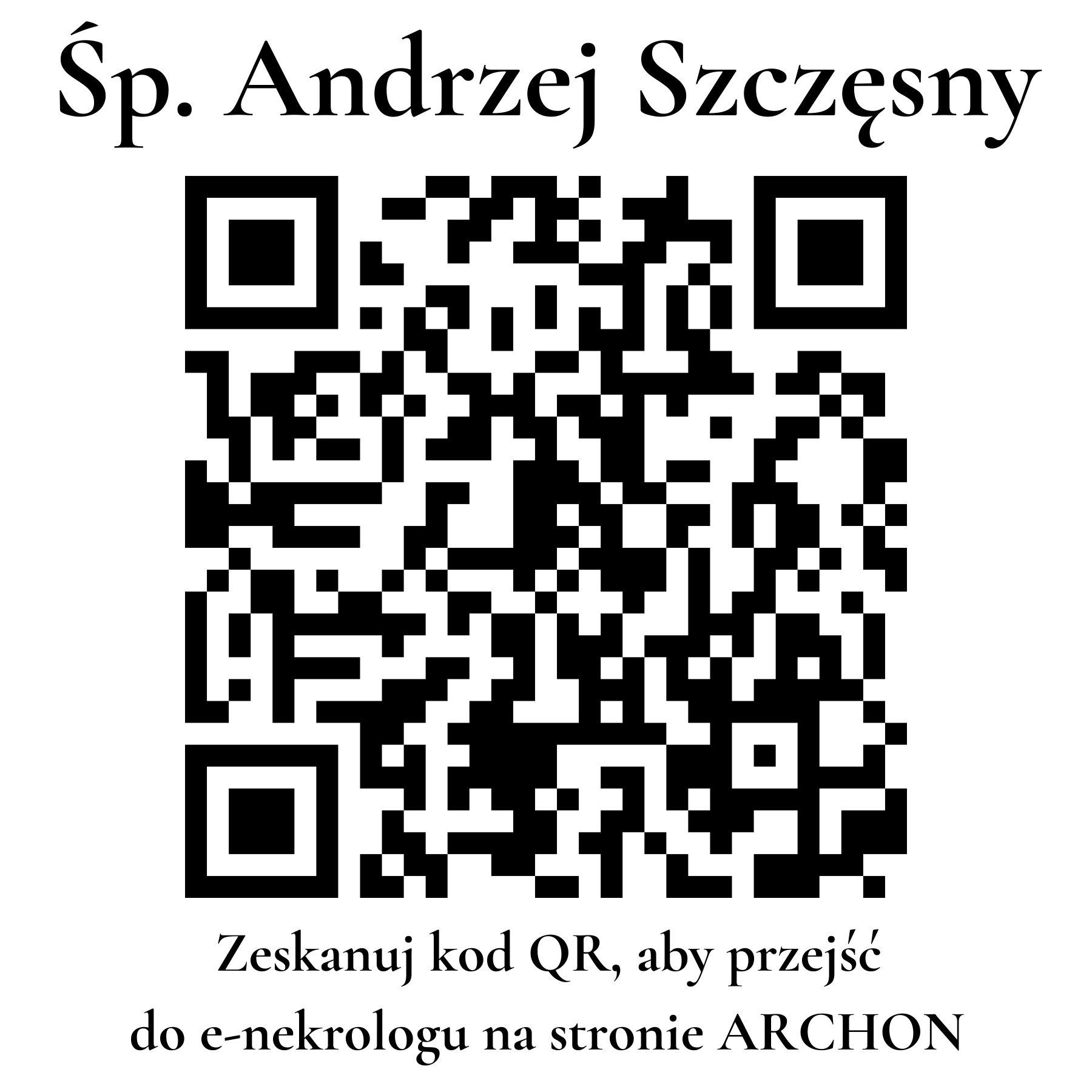 Kod QR do nekrologu Andrzej Szczęsny Kod QR do nekrologu Andrzej Szczęsny