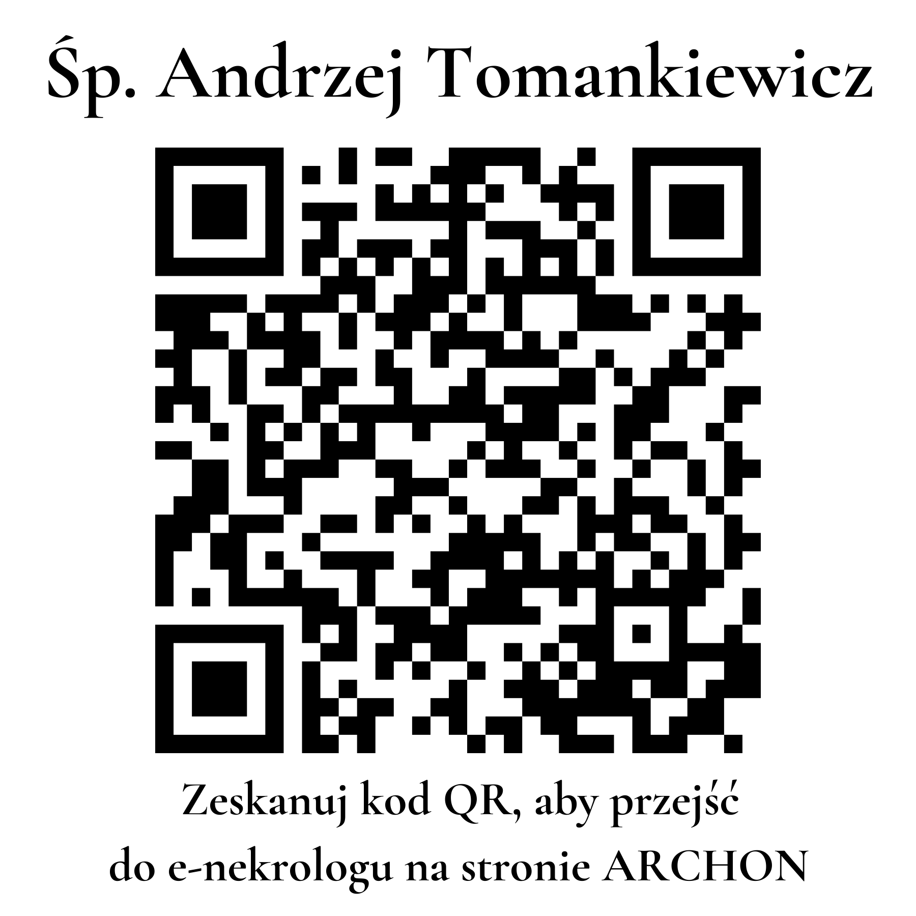 Kod QR do nekrologu Andrzej Tomankiewicz Kod QR do nekrologu Andrzej Tomankiewicz