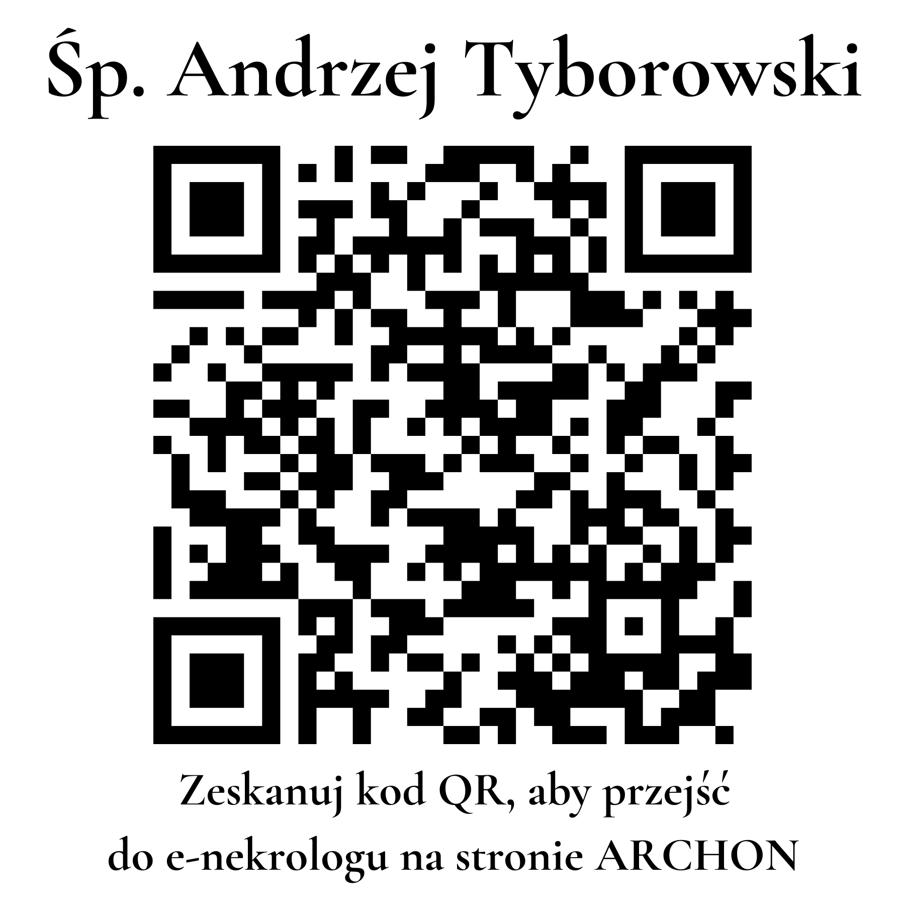 Kod QR do nekrologu Andrzej Tyborowski Kod QR do nekrologu Andrzej Tyborowski