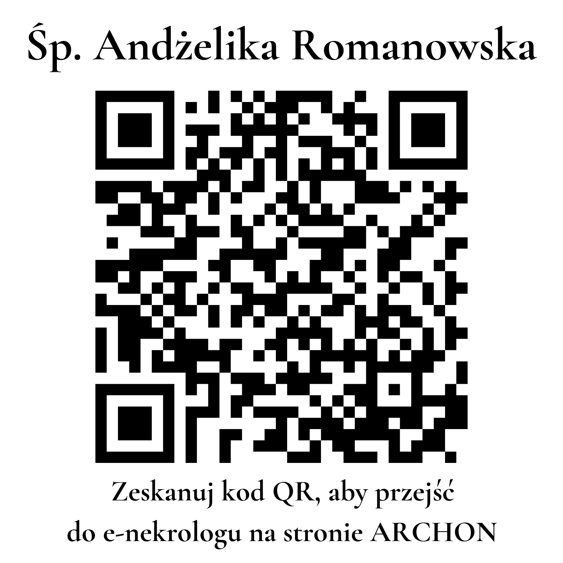 Kod QR do nekrologu Andżelika Romanowska