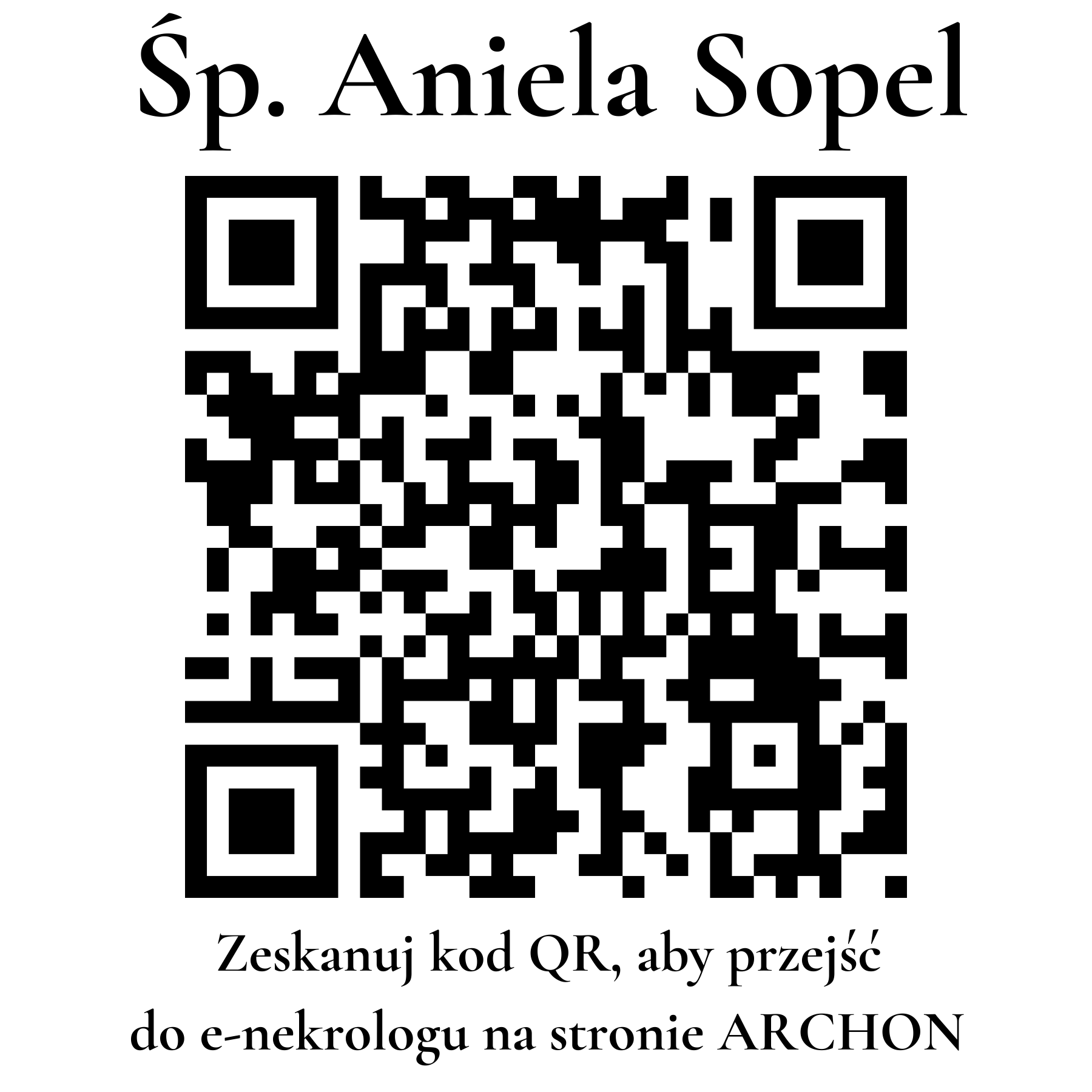 Kod QR do nekrologu Aniela Sopel Kod QR do nekrologu Aniela Sopel