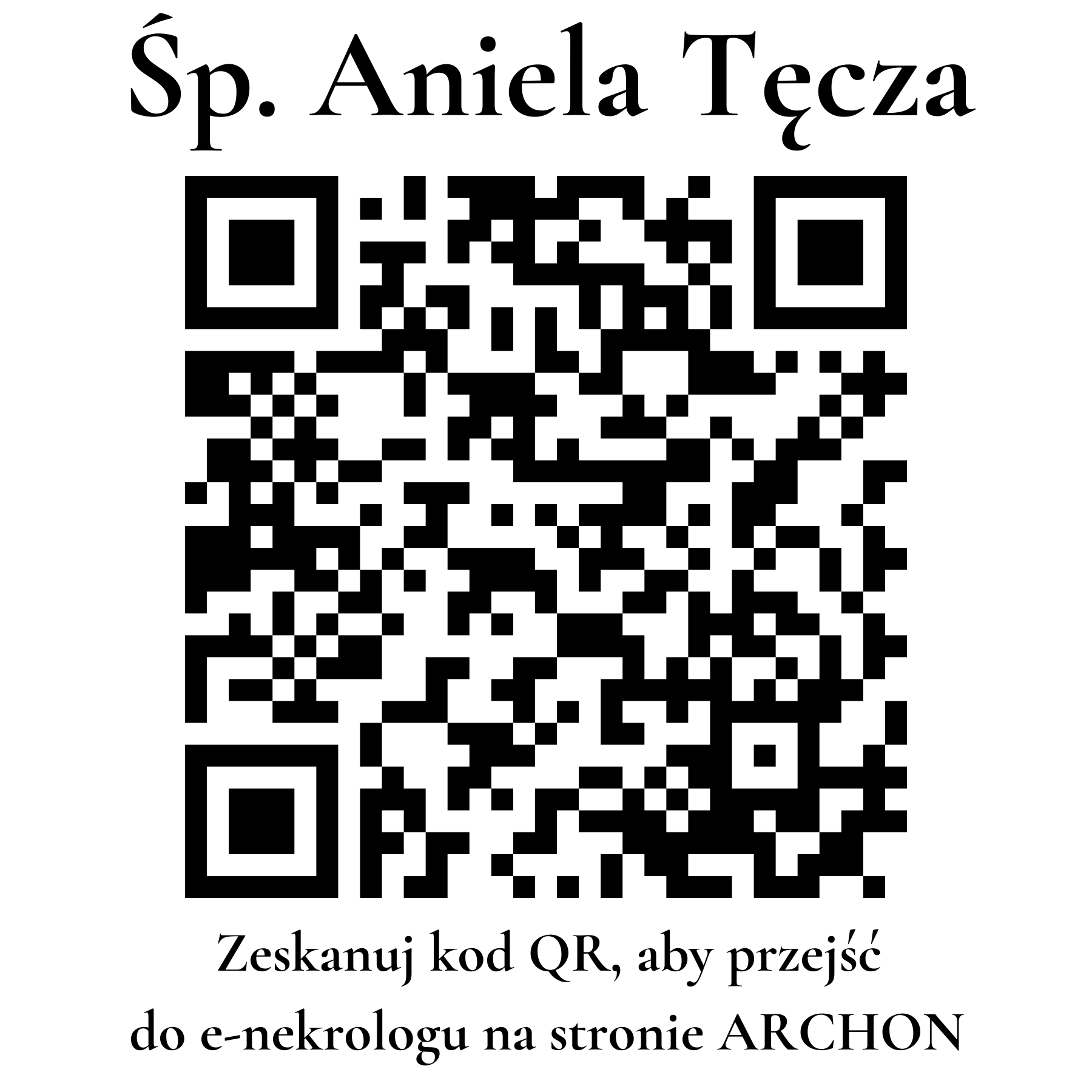 Kod QR do nekrologu Aniela Tęcza