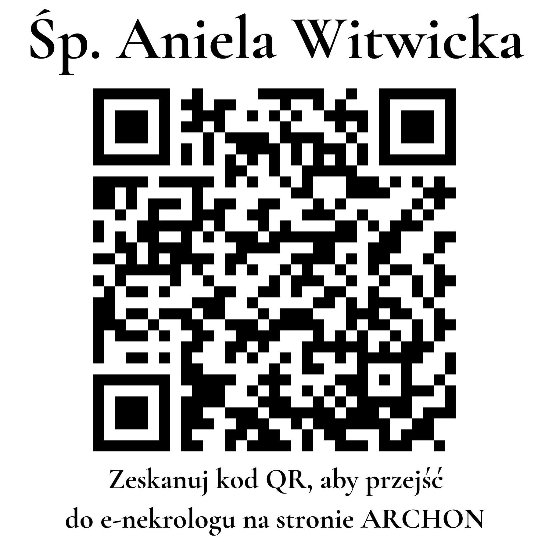 Kod QR do nekrologu Aniela Witwicka