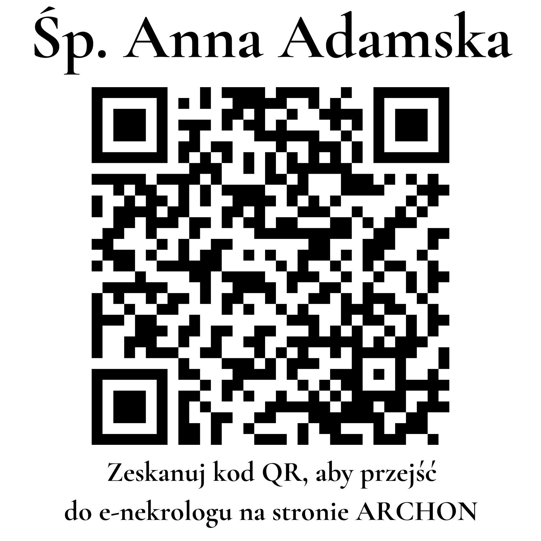 Kod QR do nekrologu Anna Adamska