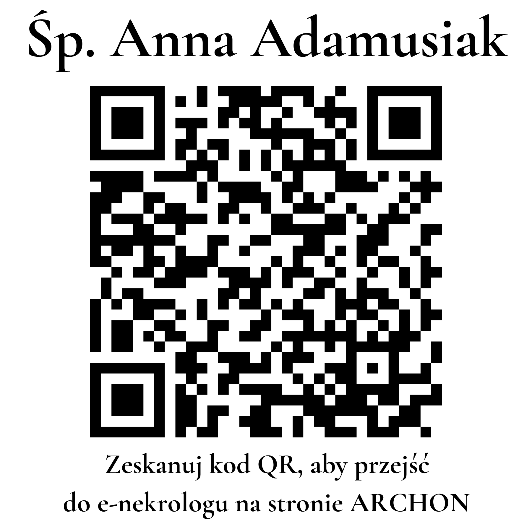 Kod QR do nekrologu Anna Adamusiak