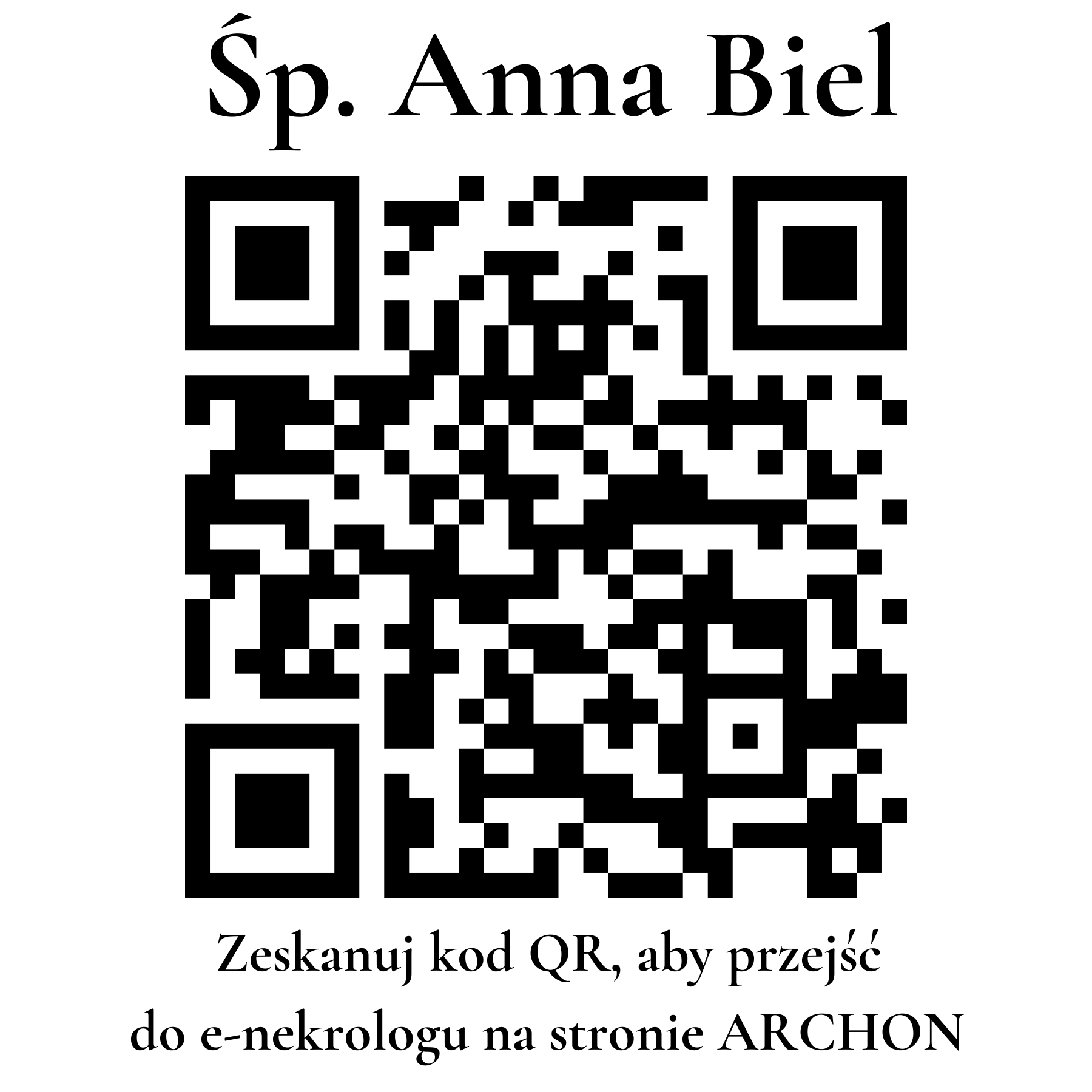 Kod QR do nekrologu Anna Biel