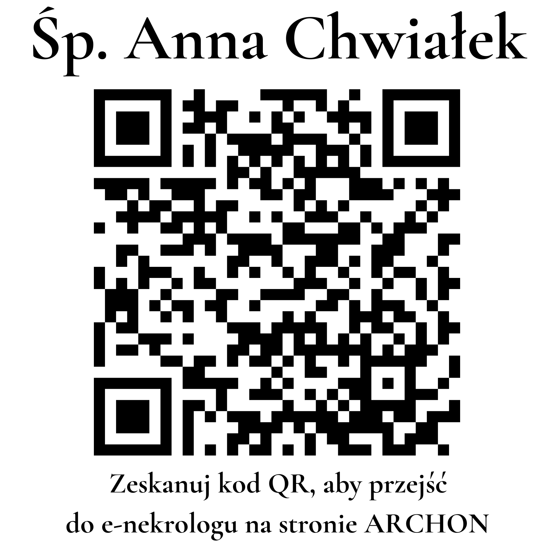 Kod QR do nekrologu Anna Chwiałek Kod QR do nekrologu Anna Chwiałek