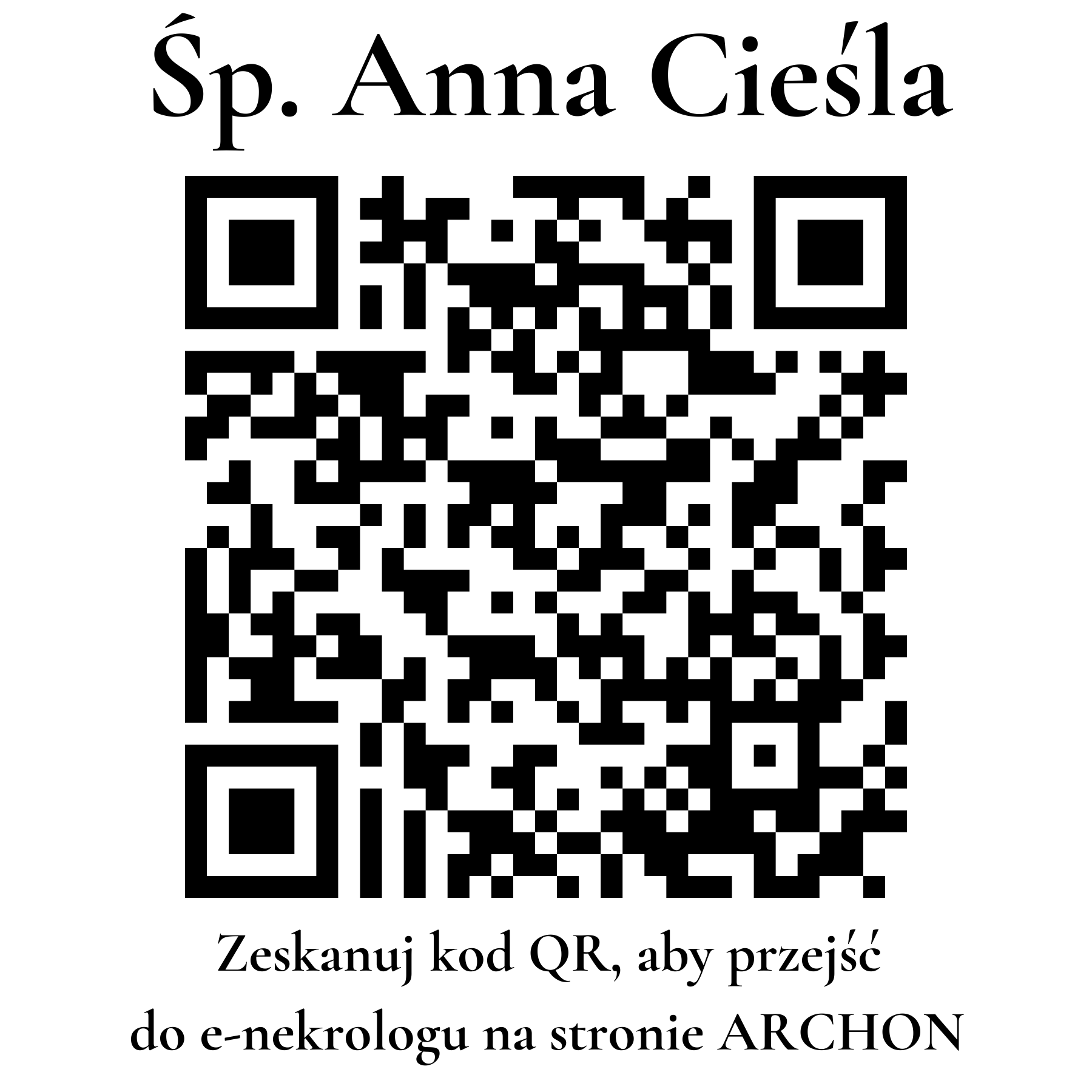 Kod QR do nekrologu Anna Cieśla Kod QR do nekrologu Anna Cieśla