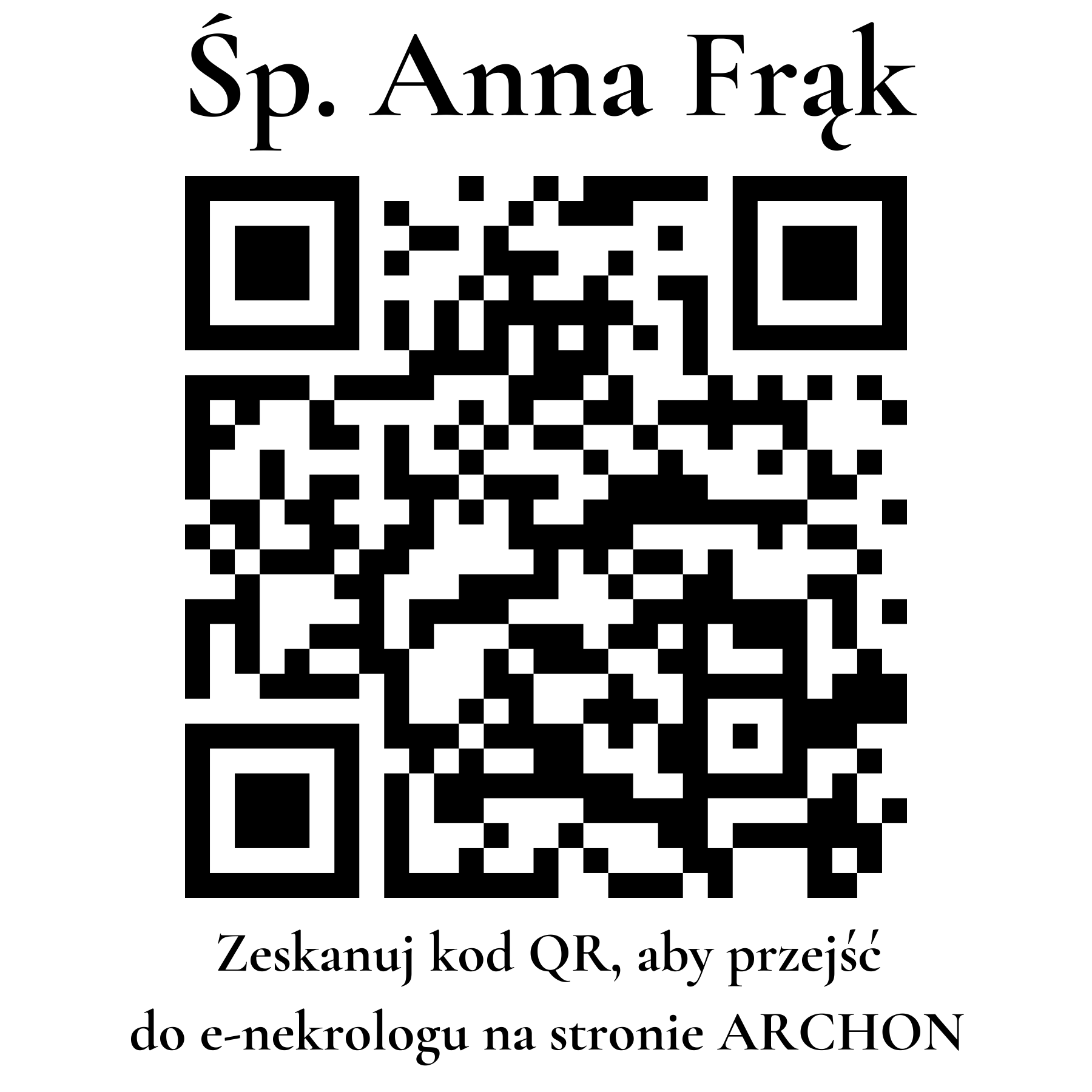 Kod QR do nekrologu Anna Frąk