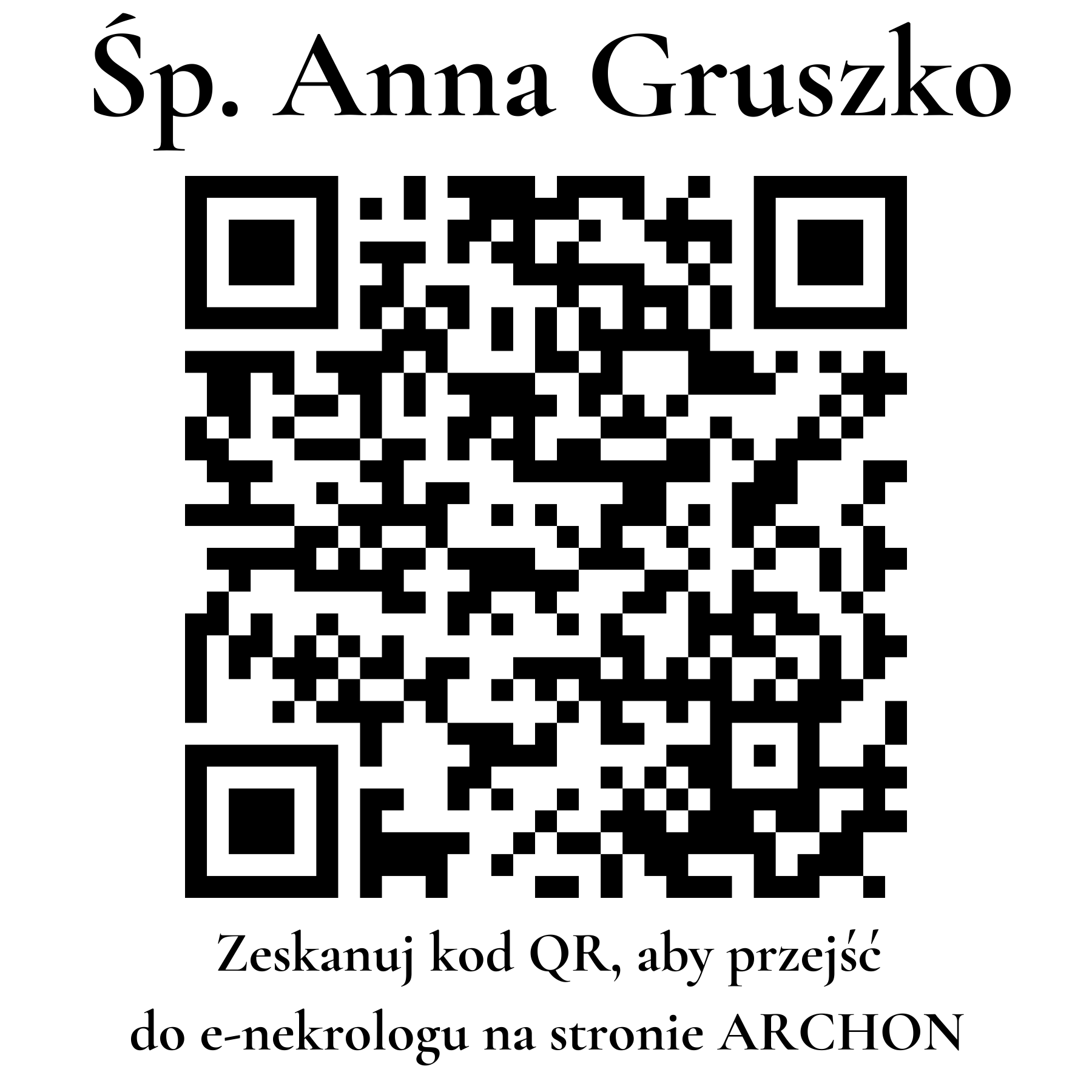 Kod QR do nekrologu Anna Gruszko