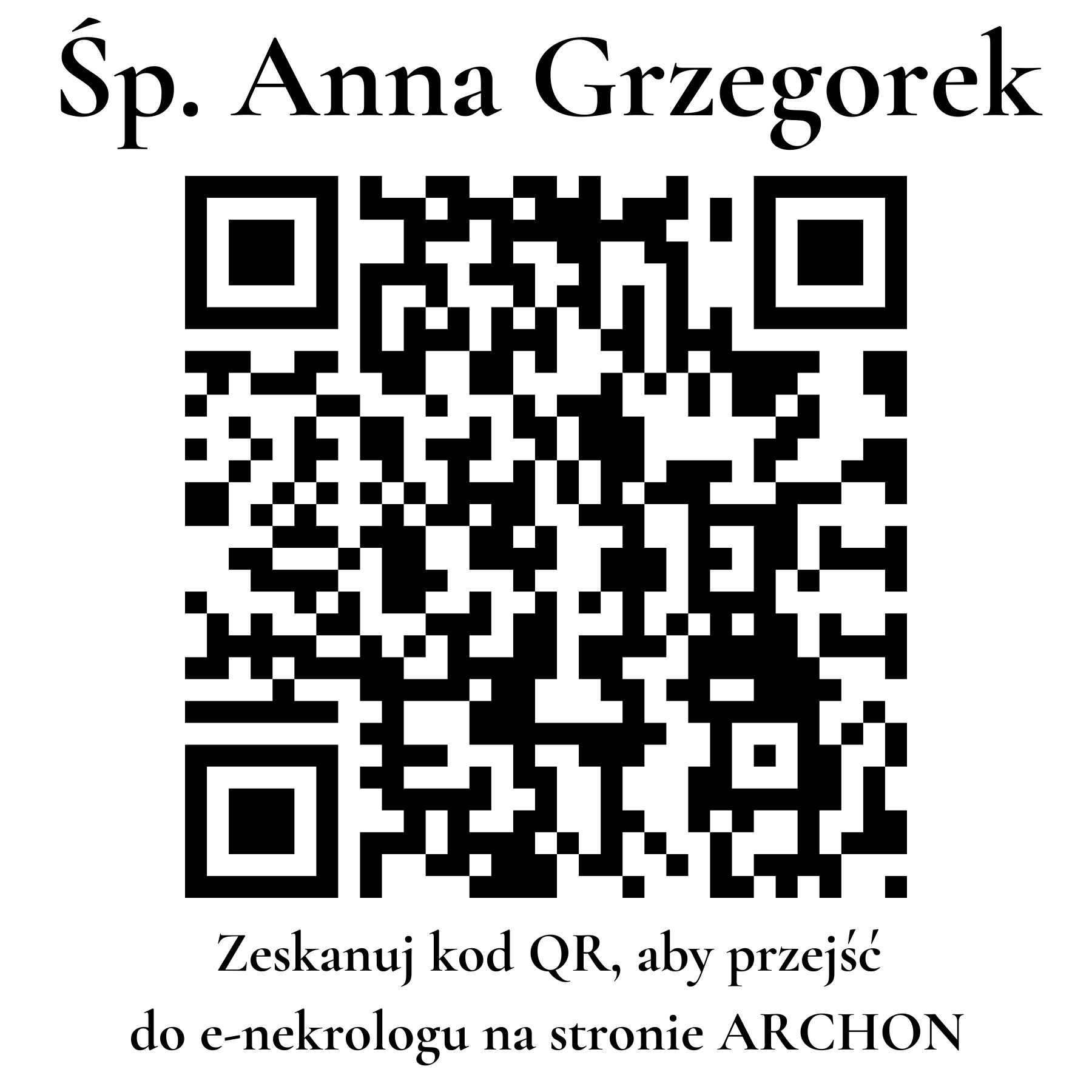 Kod QR do nekrologu Anna Grzegorek Kod QR do nekrologu Anna Grzegorek