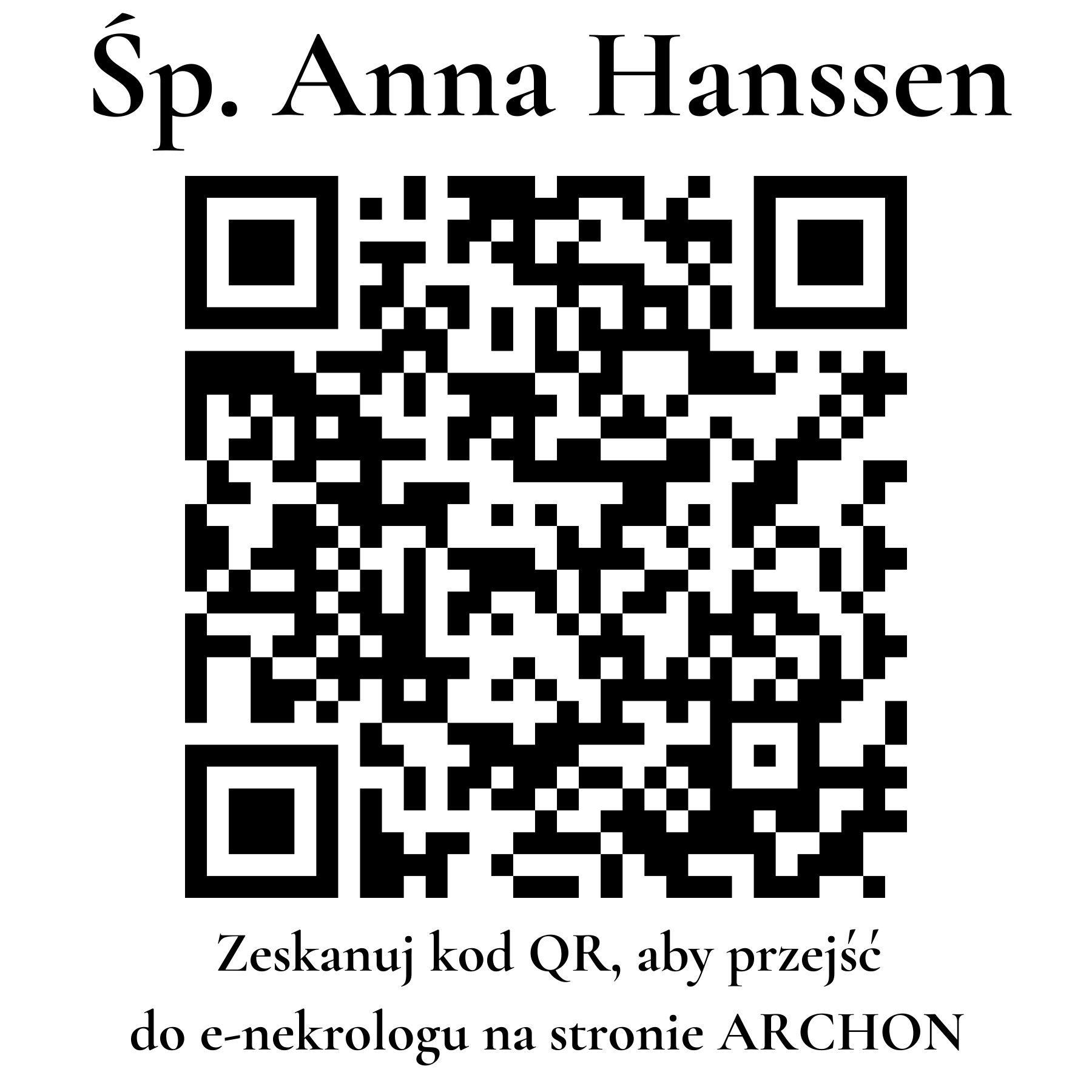 Kod QR do nekrologu Anna Hanssen